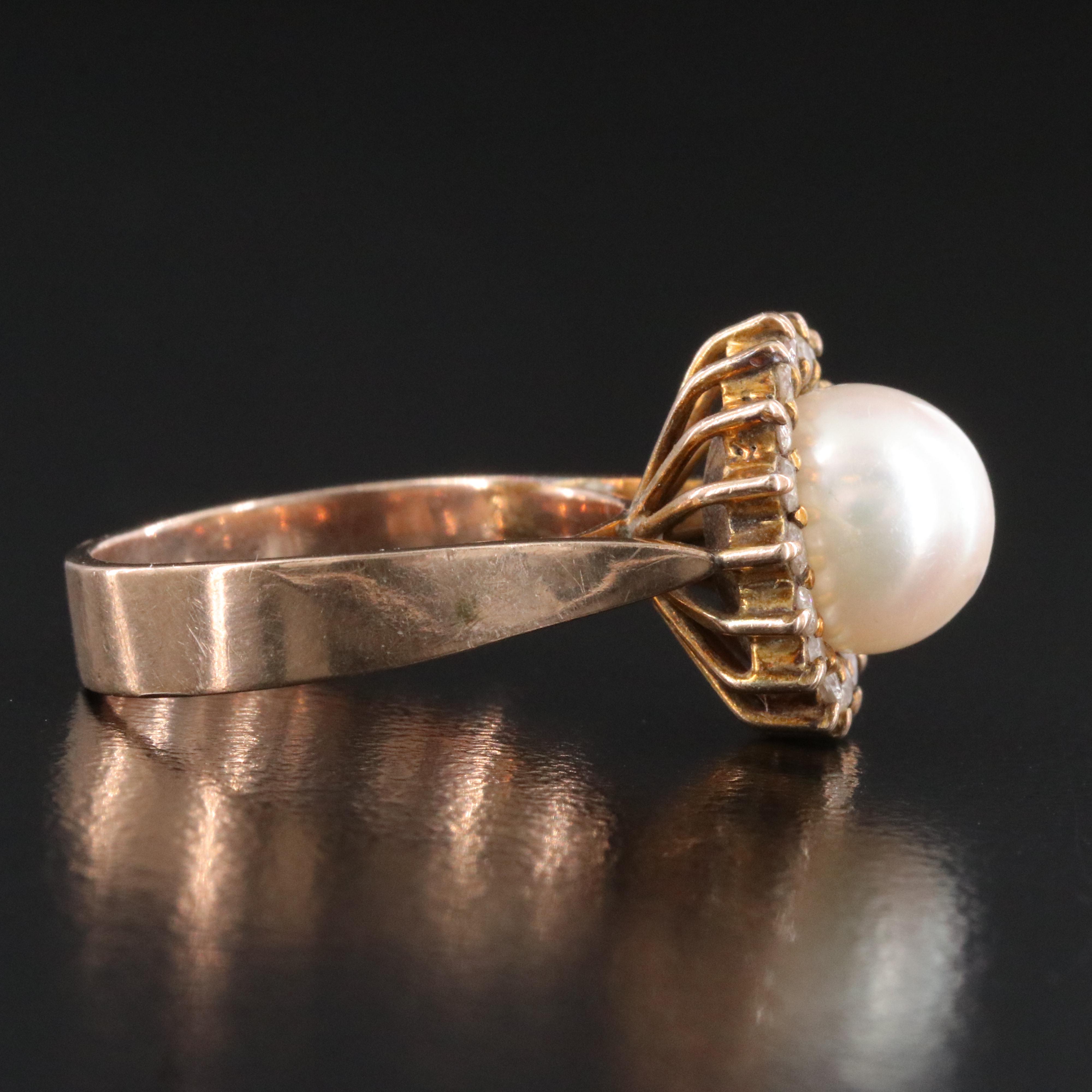 10K Pearl and Diamond Ring