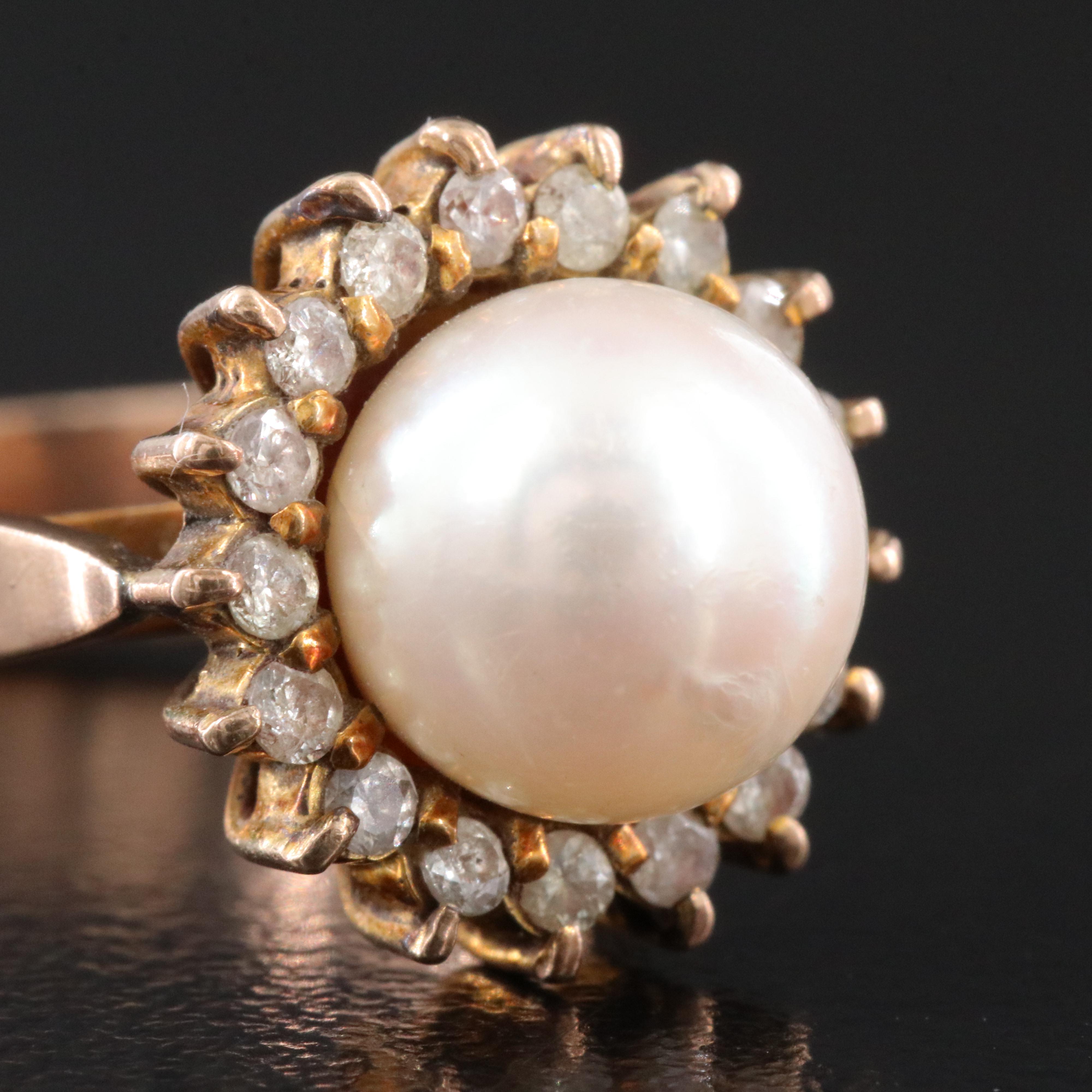 10K Pearl and Diamond Ring