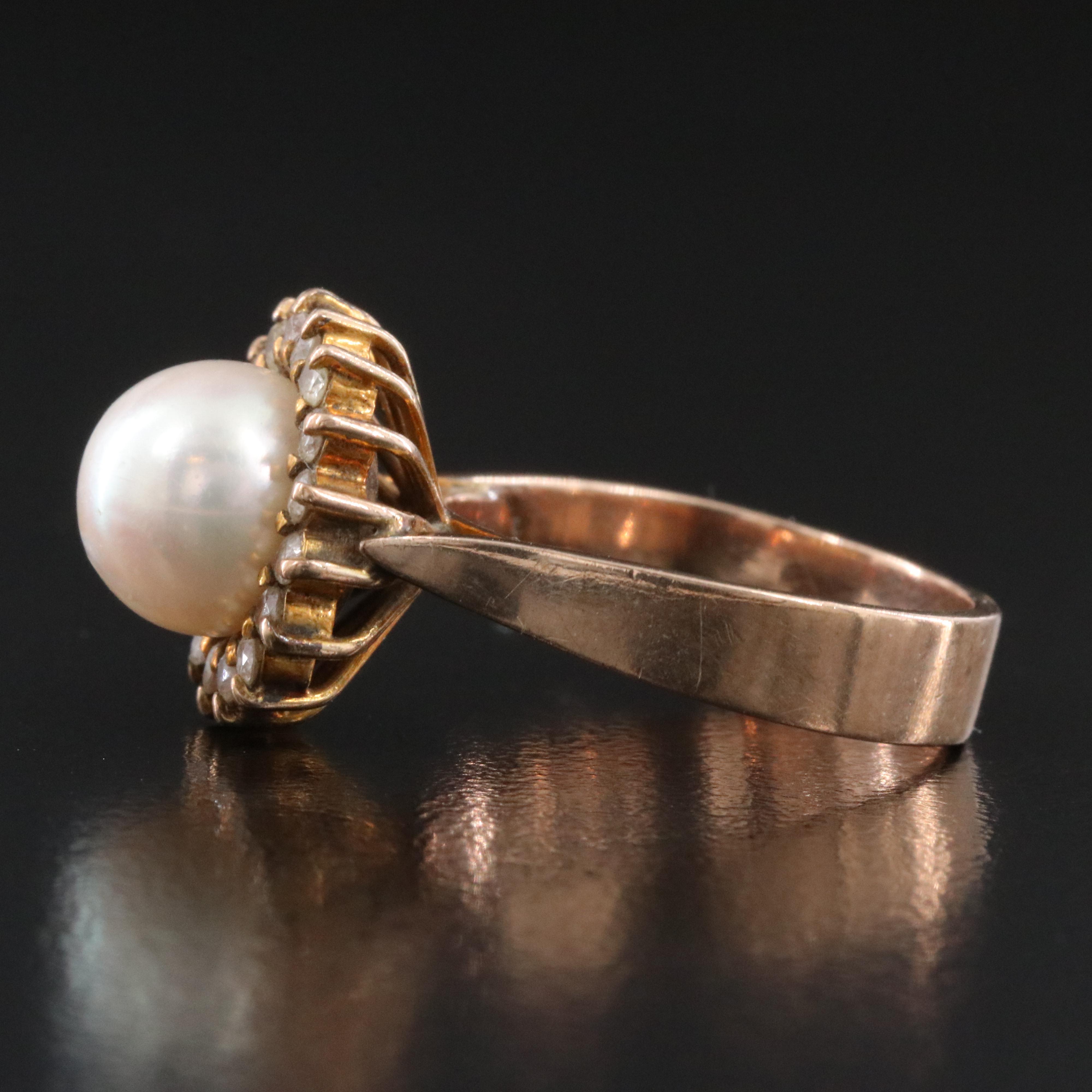 10K Pearl and Diamond Ring