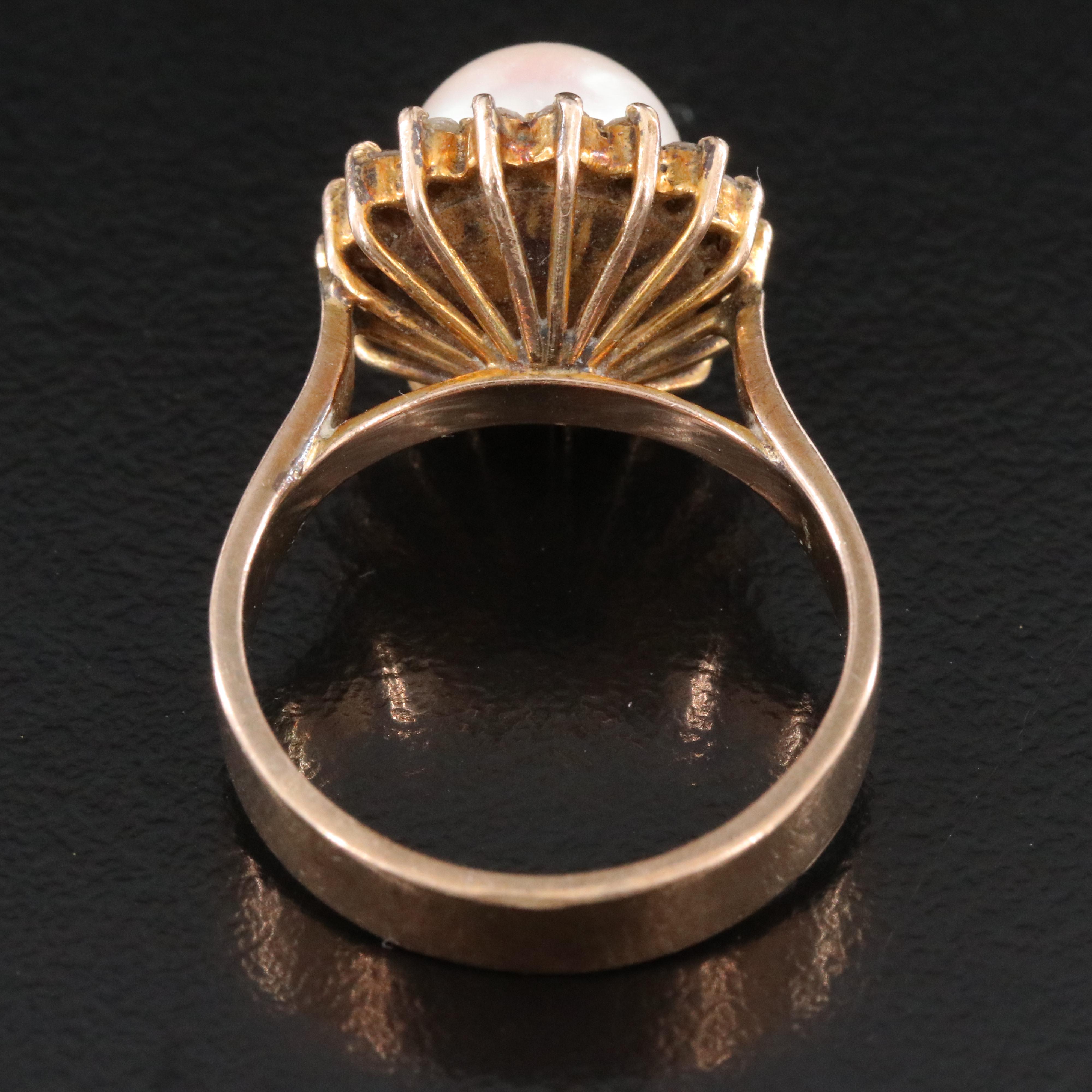 10K Pearl and Diamond Ring