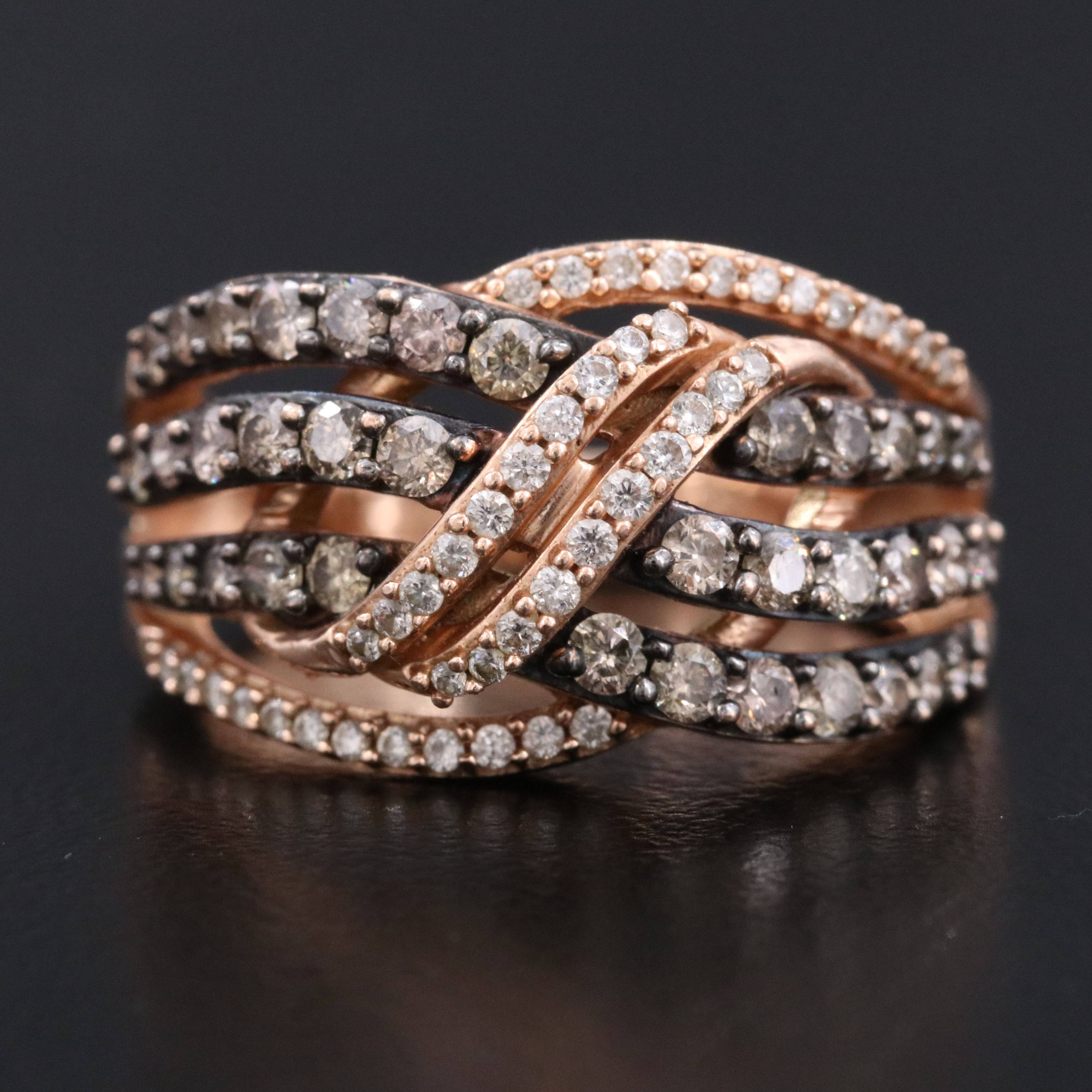 Le Vian 14K Rose Gold 1.02 CTW Diamond Crossover Ring with Fancy Diamonds