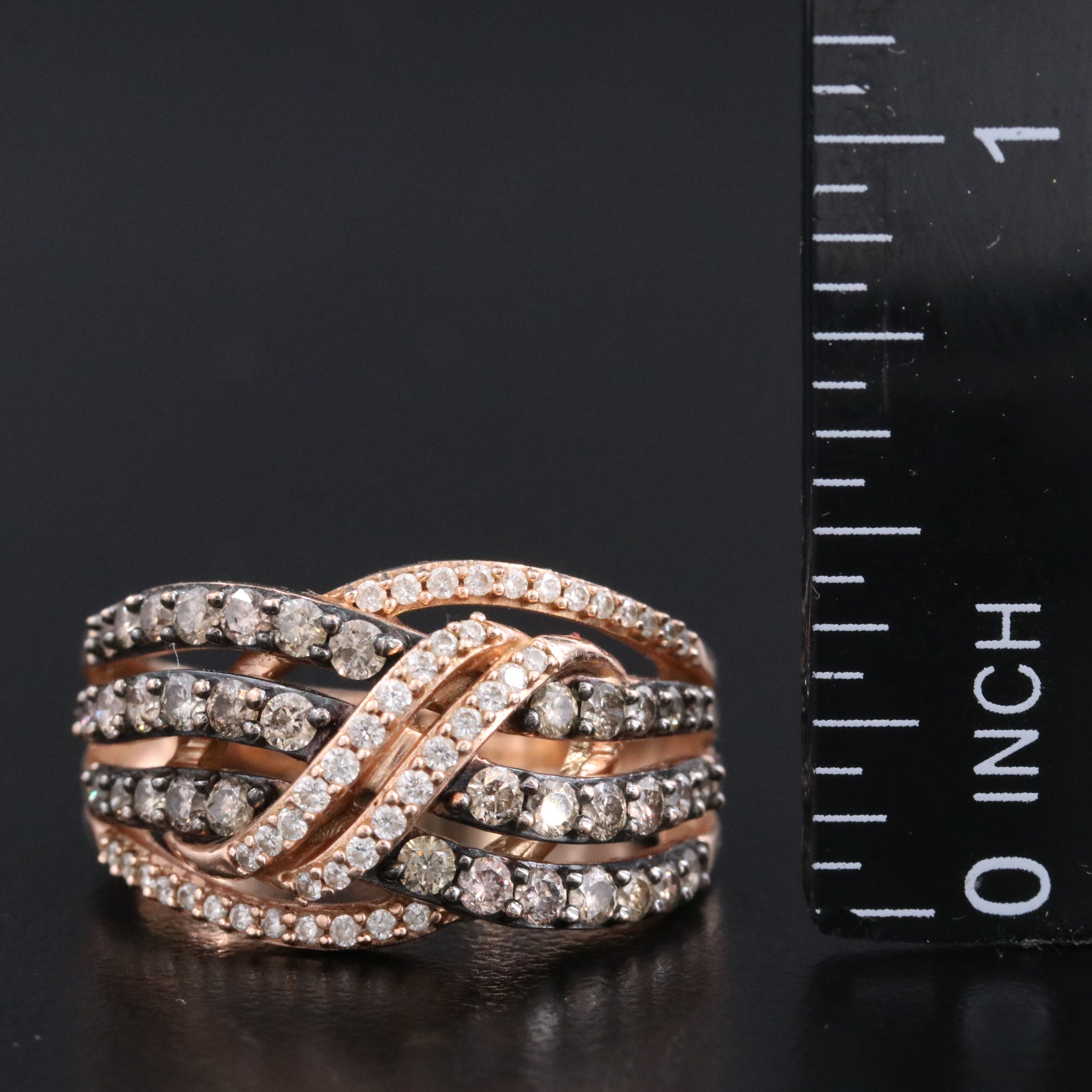 Le Vian 14K Rose Gold 1.02 CTW Diamond Crossover Ring with Fancy Diamonds