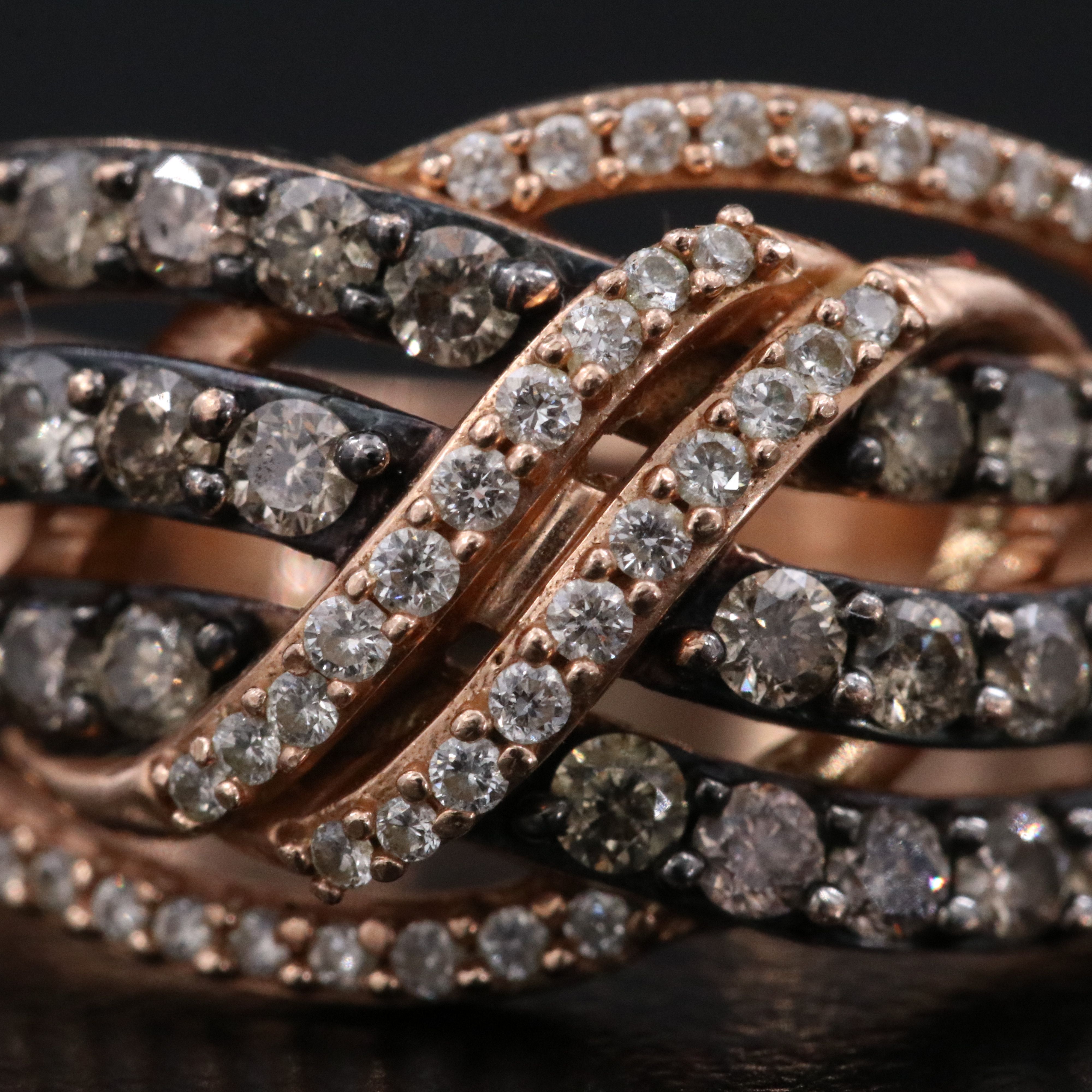 Le Vian 14K Rose Gold 1.02 CTW Diamond Crossover Ring with Fancy Diamonds