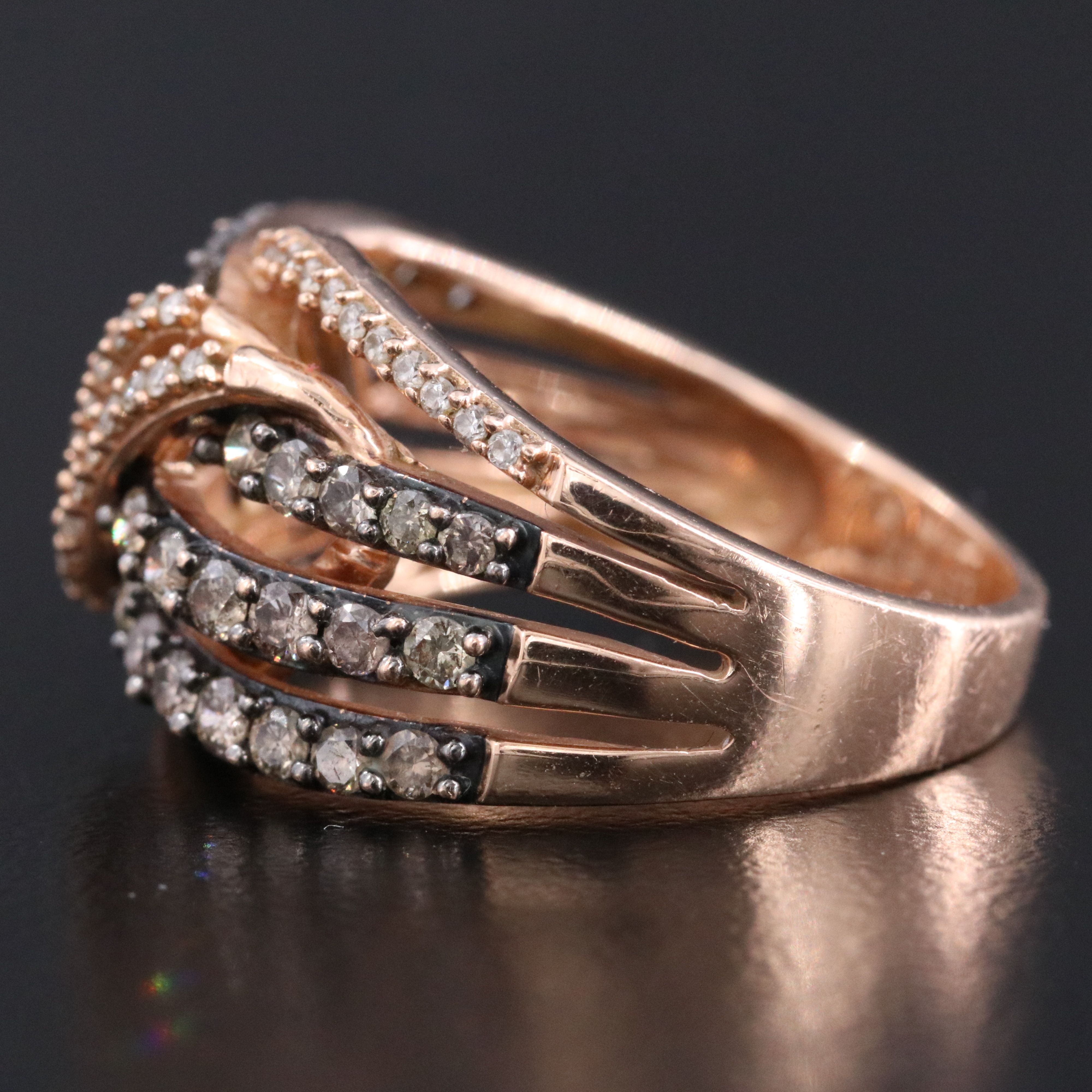 Le Vian 14K Rose Gold 1.02 CTW Diamond Crossover Ring with Fancy Diamonds