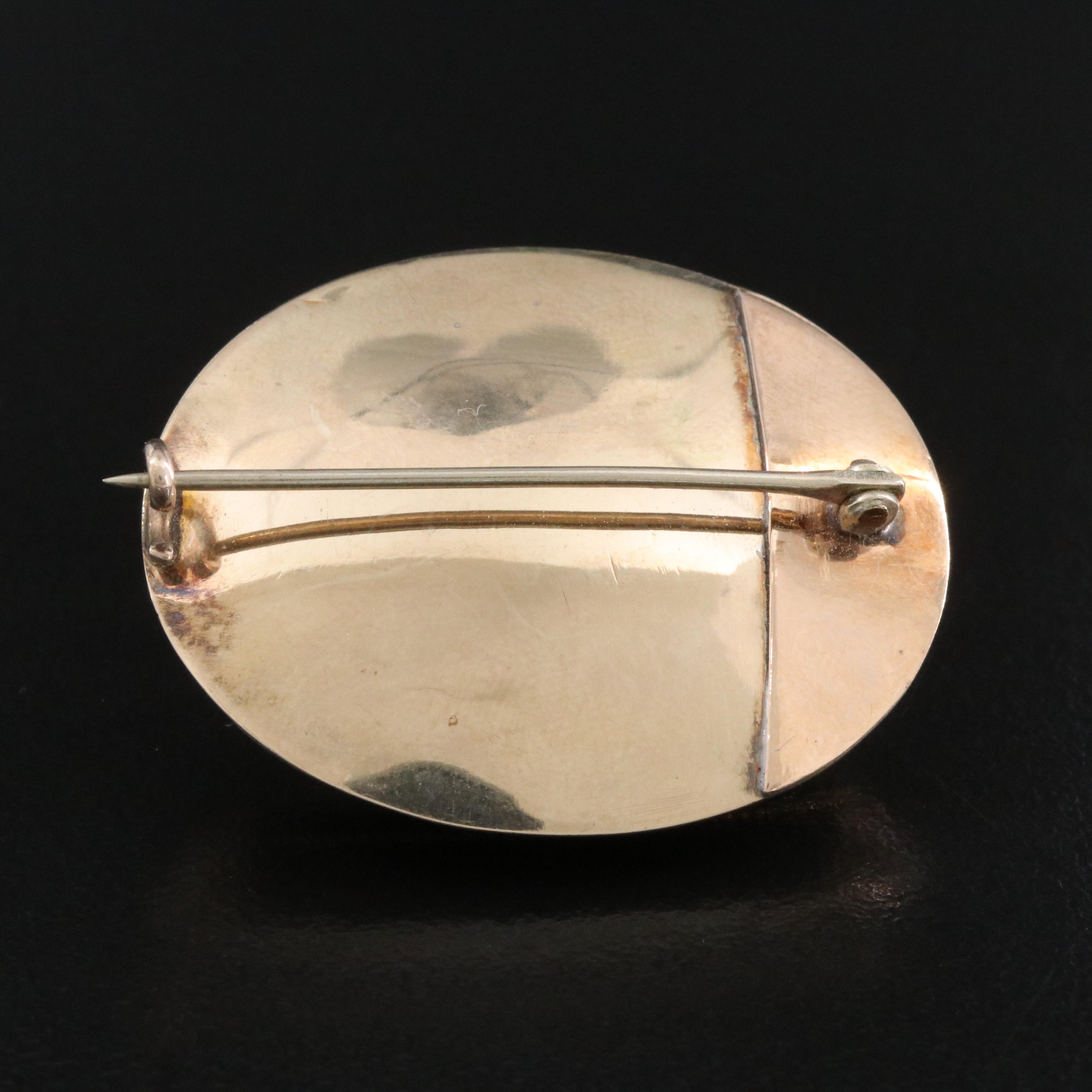 Antique 10K Mourning Hair Locket Brooch