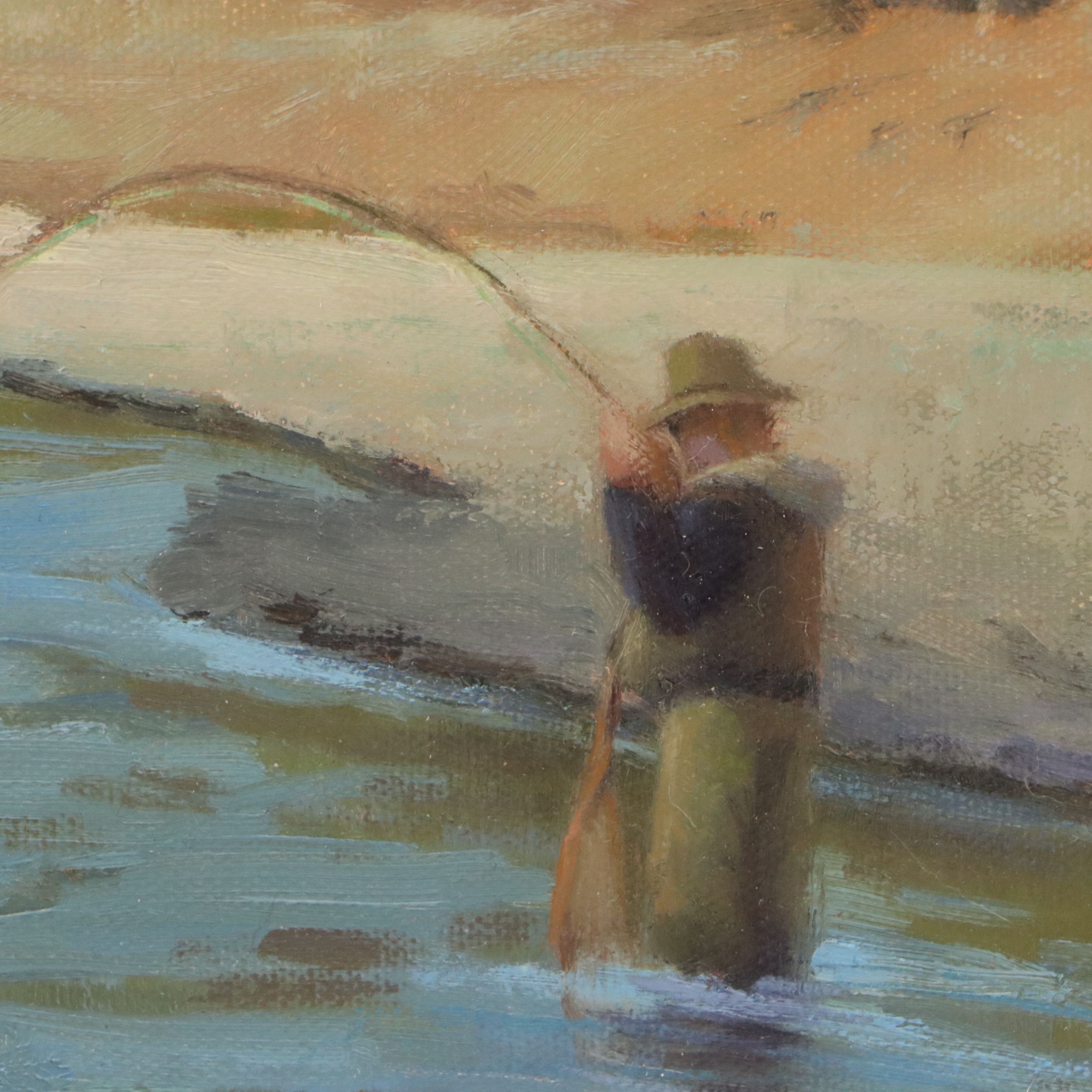 Chuck Marshall Oil Painting "Fish On," 21st Century