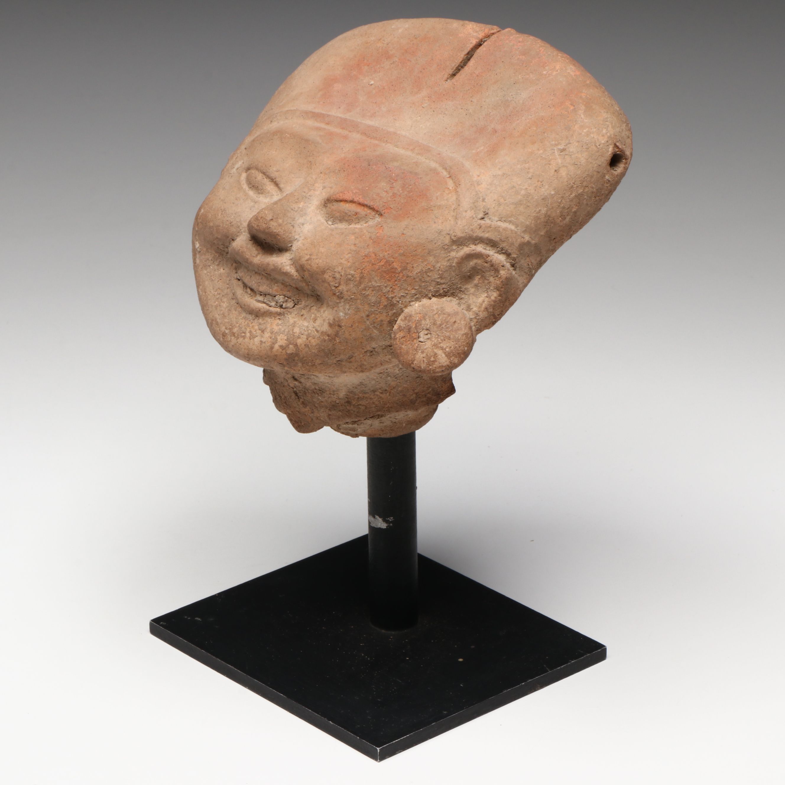 Veracruz Late Classic Period Ceramic Head Fragment, 7th to 9th Century