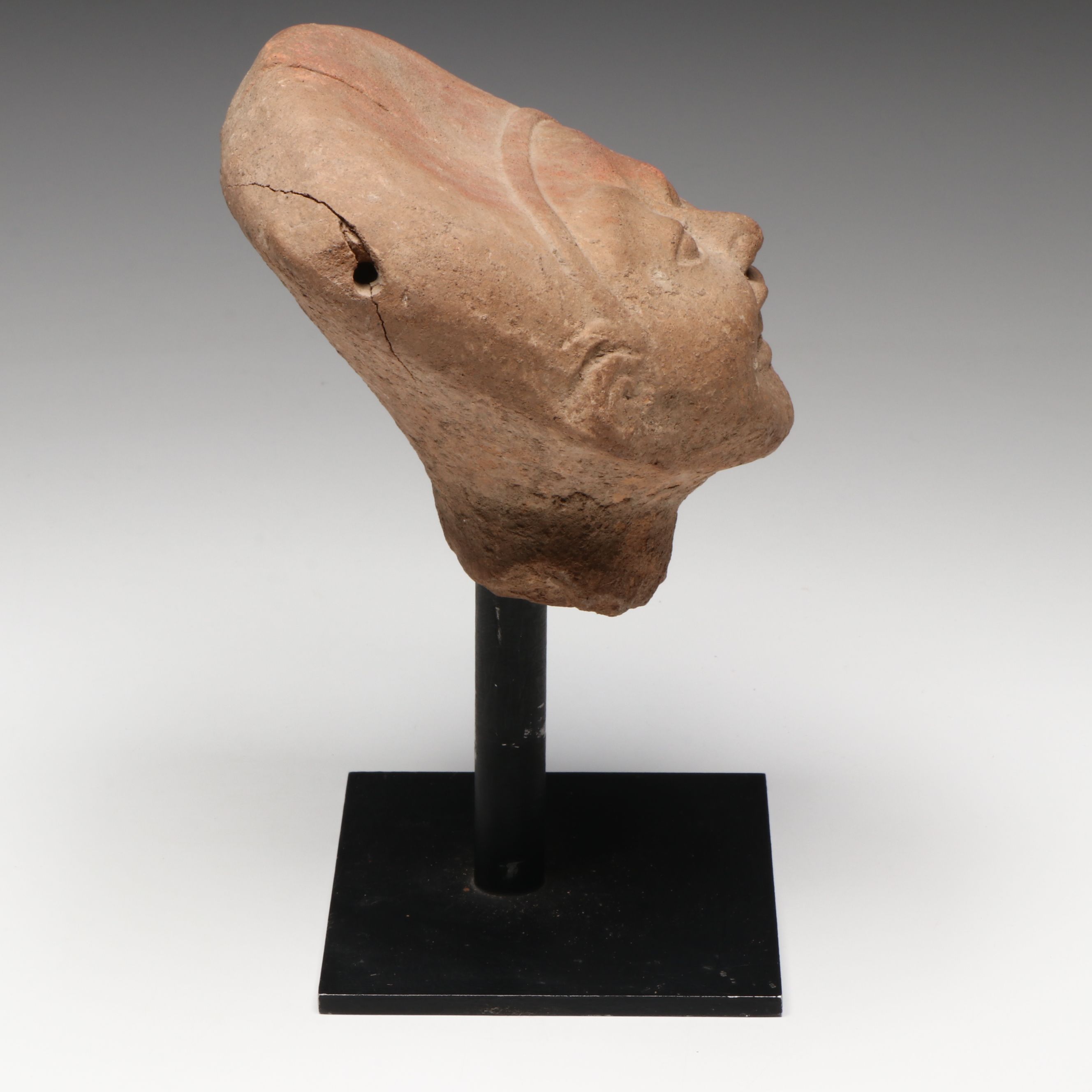 Veracruz Late Classic Period Ceramic Head Fragment, 7th to 9th Century