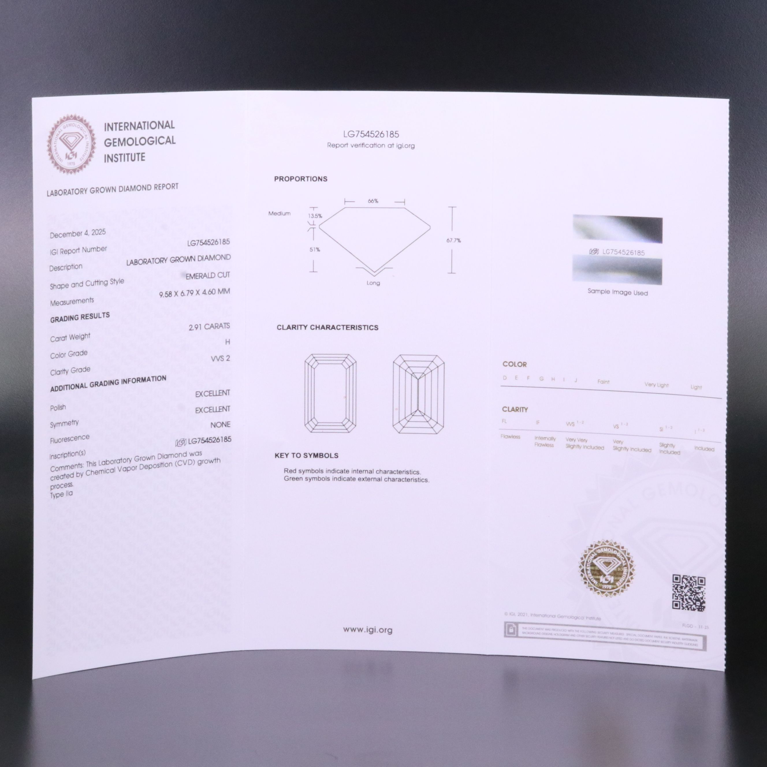 Loose 2.91 CT Lab Grown Diamond with IGI Report