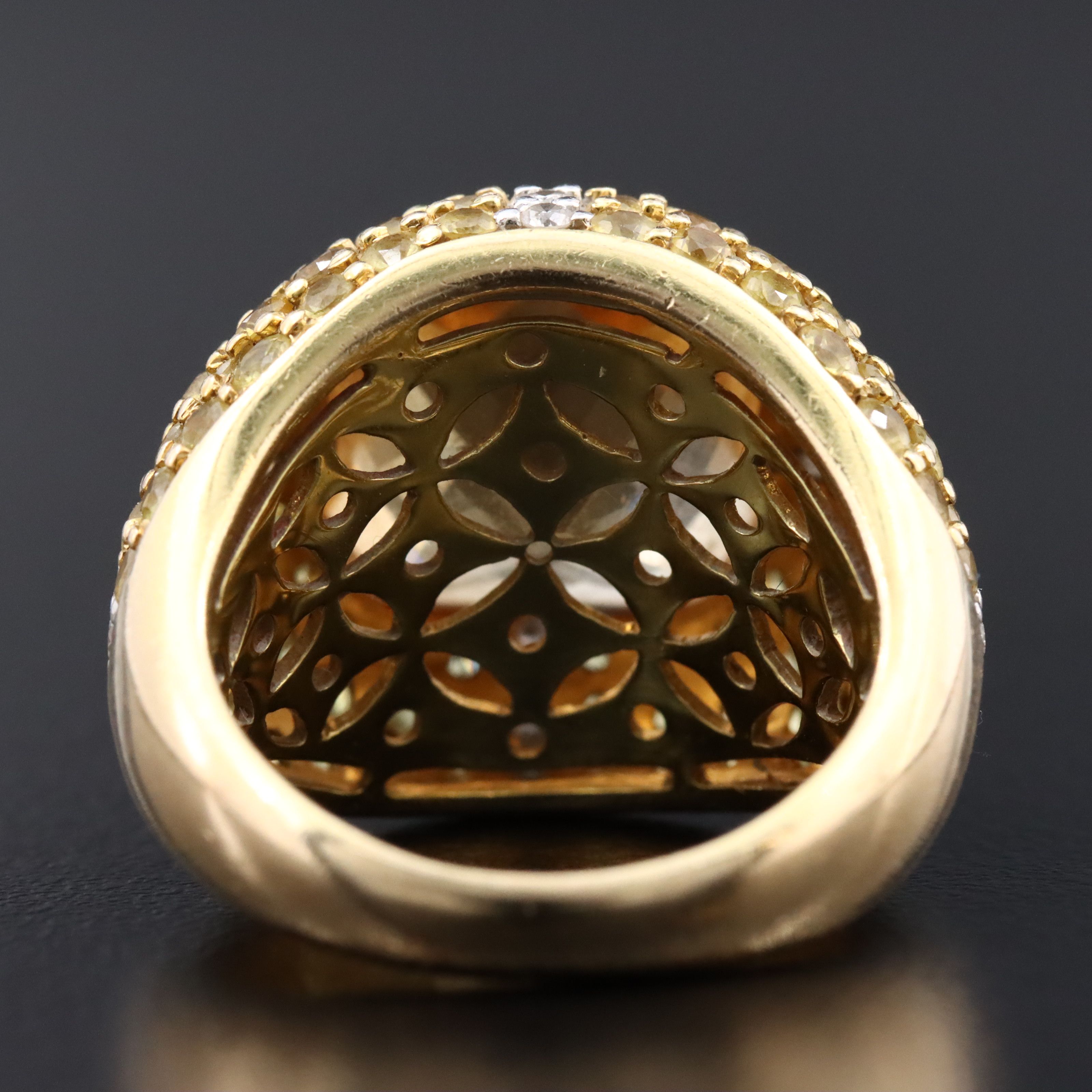 14K Citrine, Pavé Sapphire and Diamond Dome Ring