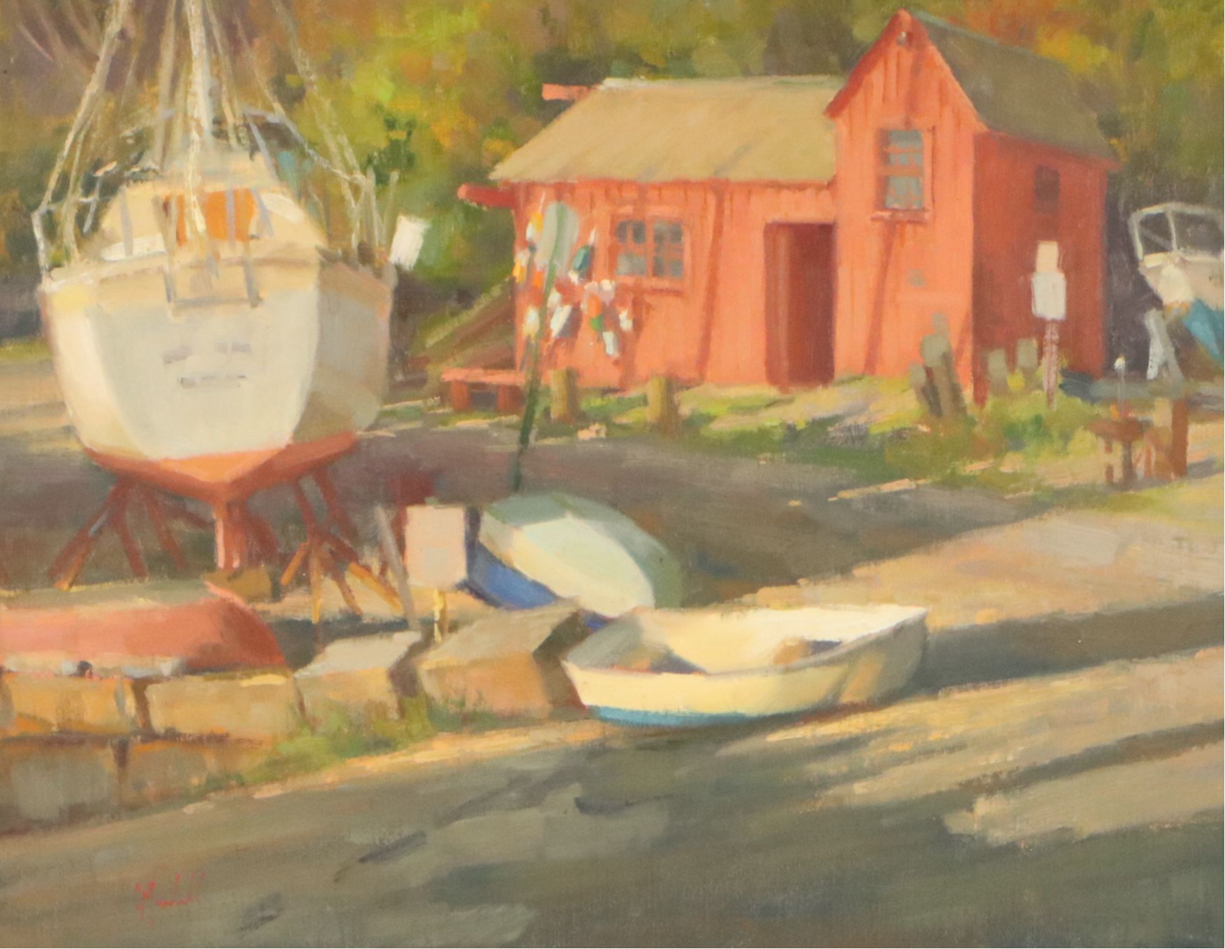 Chuck Marshall Landscape Oil Painting "Wharf Road View," 2016
