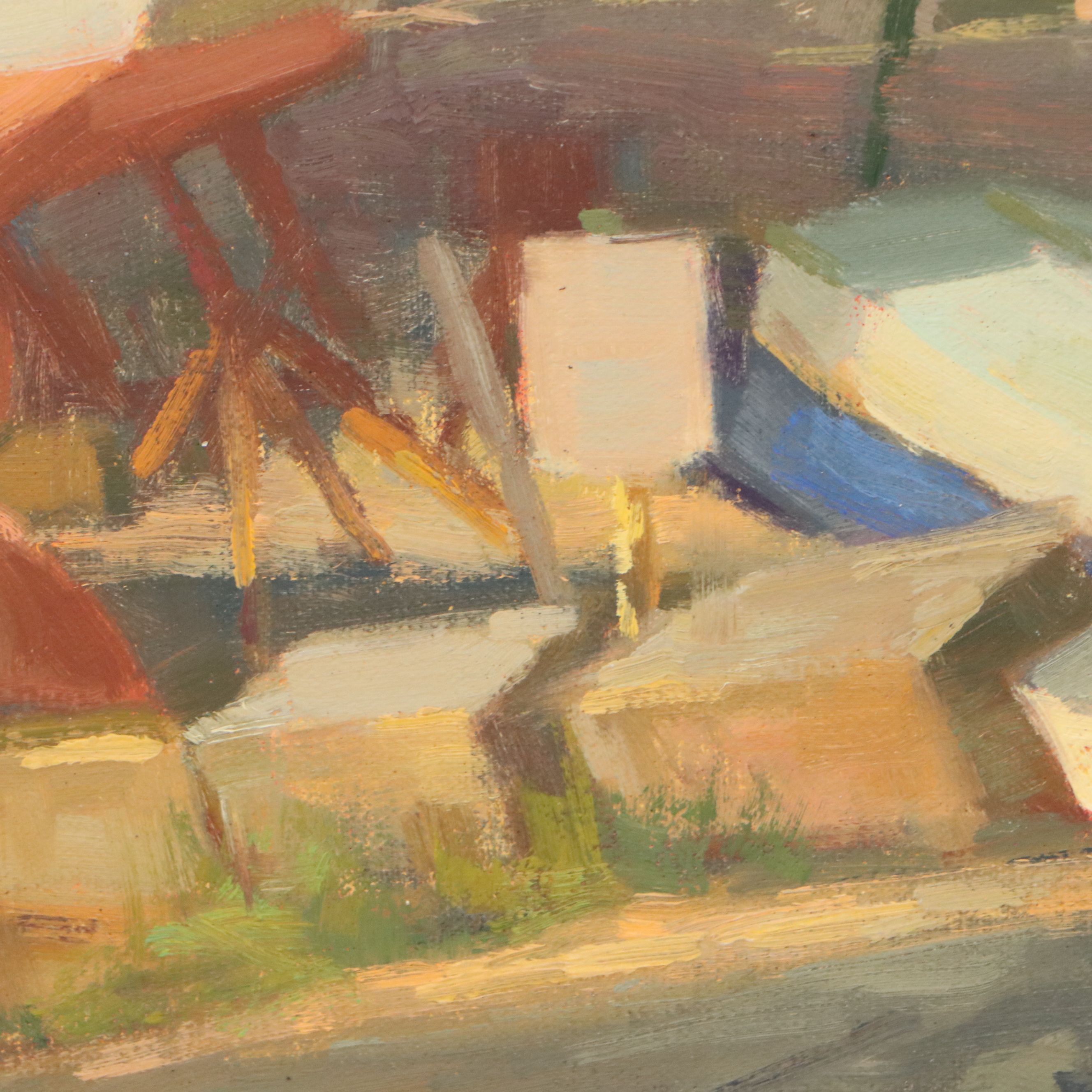 Chuck Marshall Landscape Oil Painting "Wharf Road View," 2016