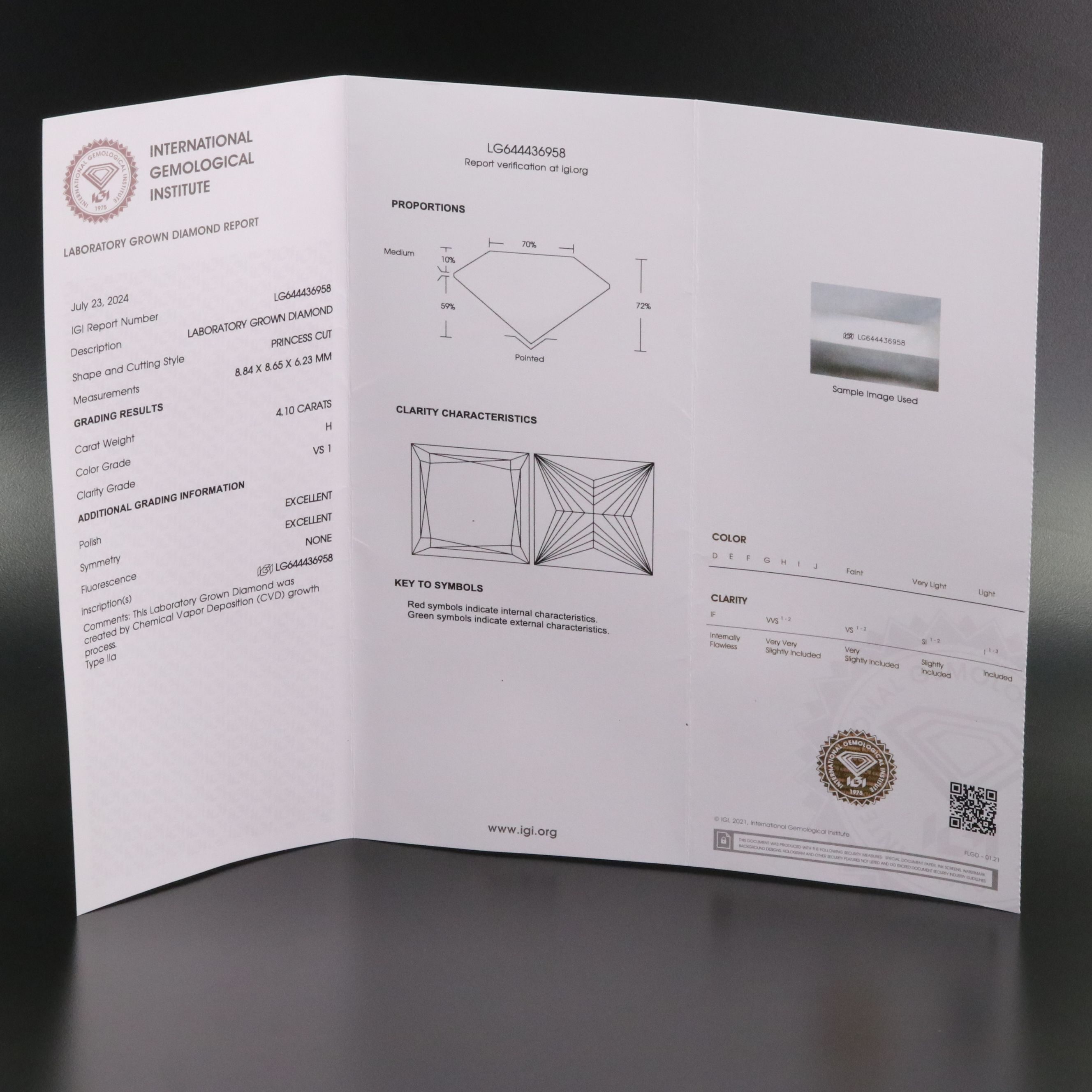 Loose 4.10 CT Lab Grown Diamond with IGI Report