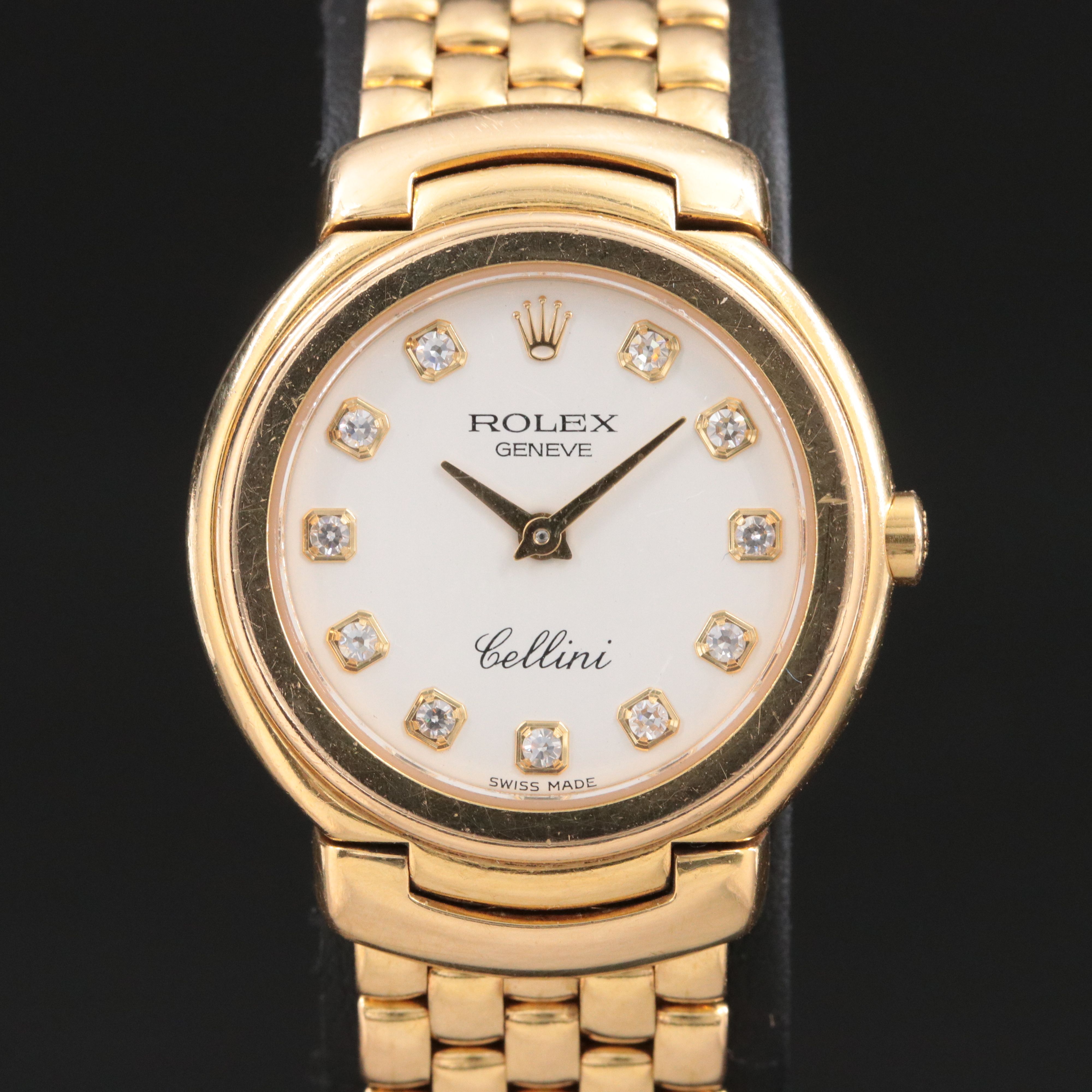 18K Rolex Cellini Factory Diamond Dial Quartz Watch