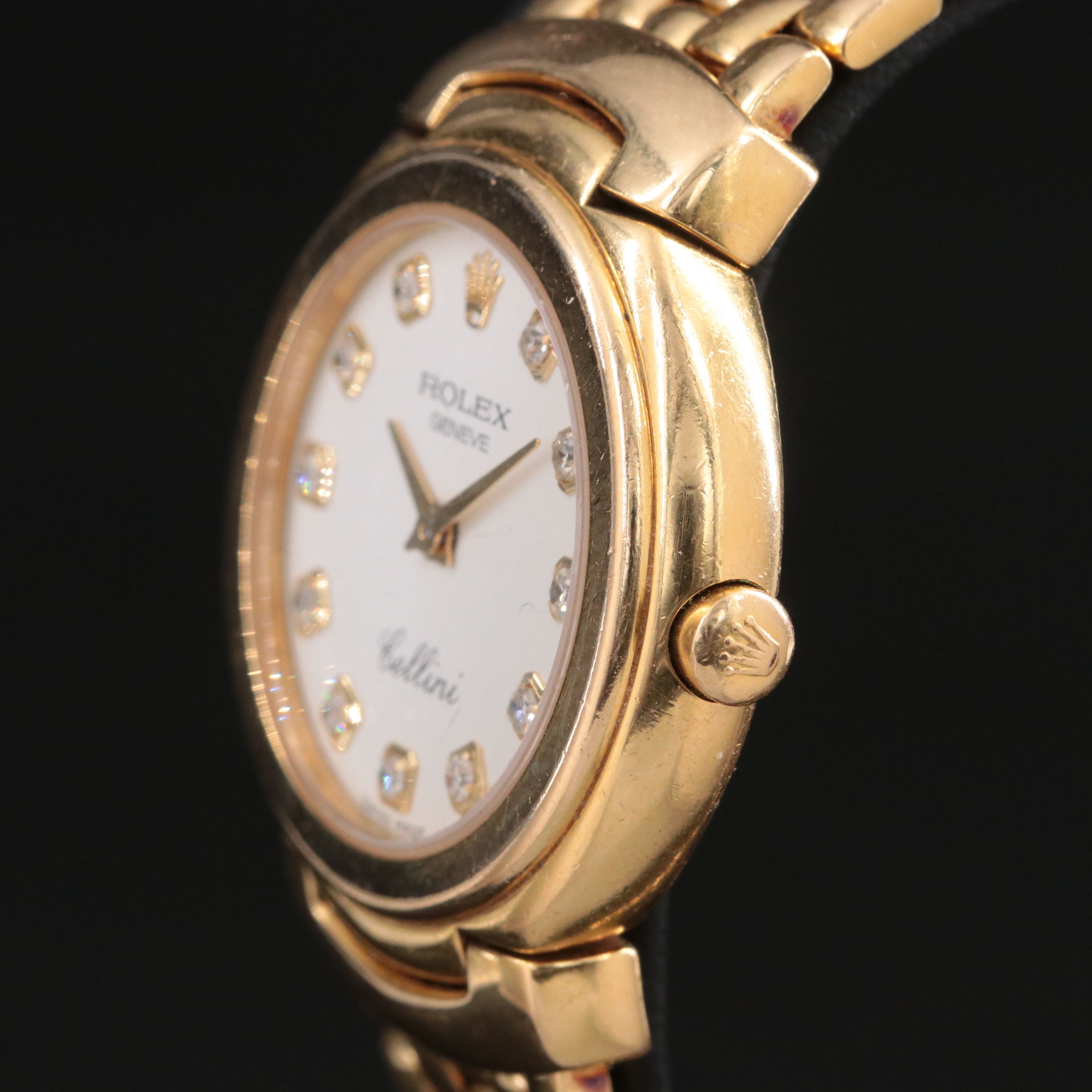 18K Rolex Cellini Factory Diamond Dial Quartz Watch