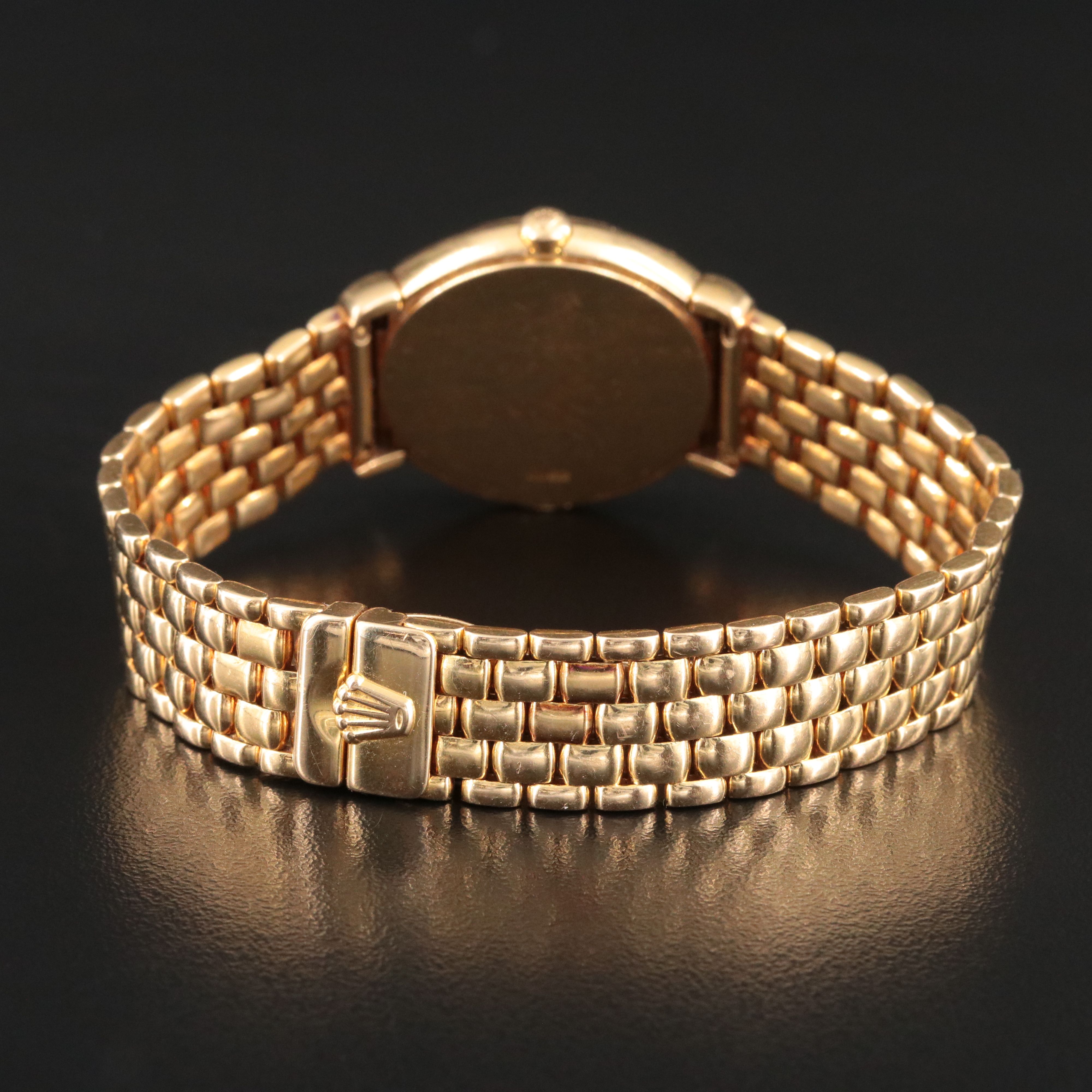 18K Rolex Cellini Factory Diamond Dial Quartz Watch