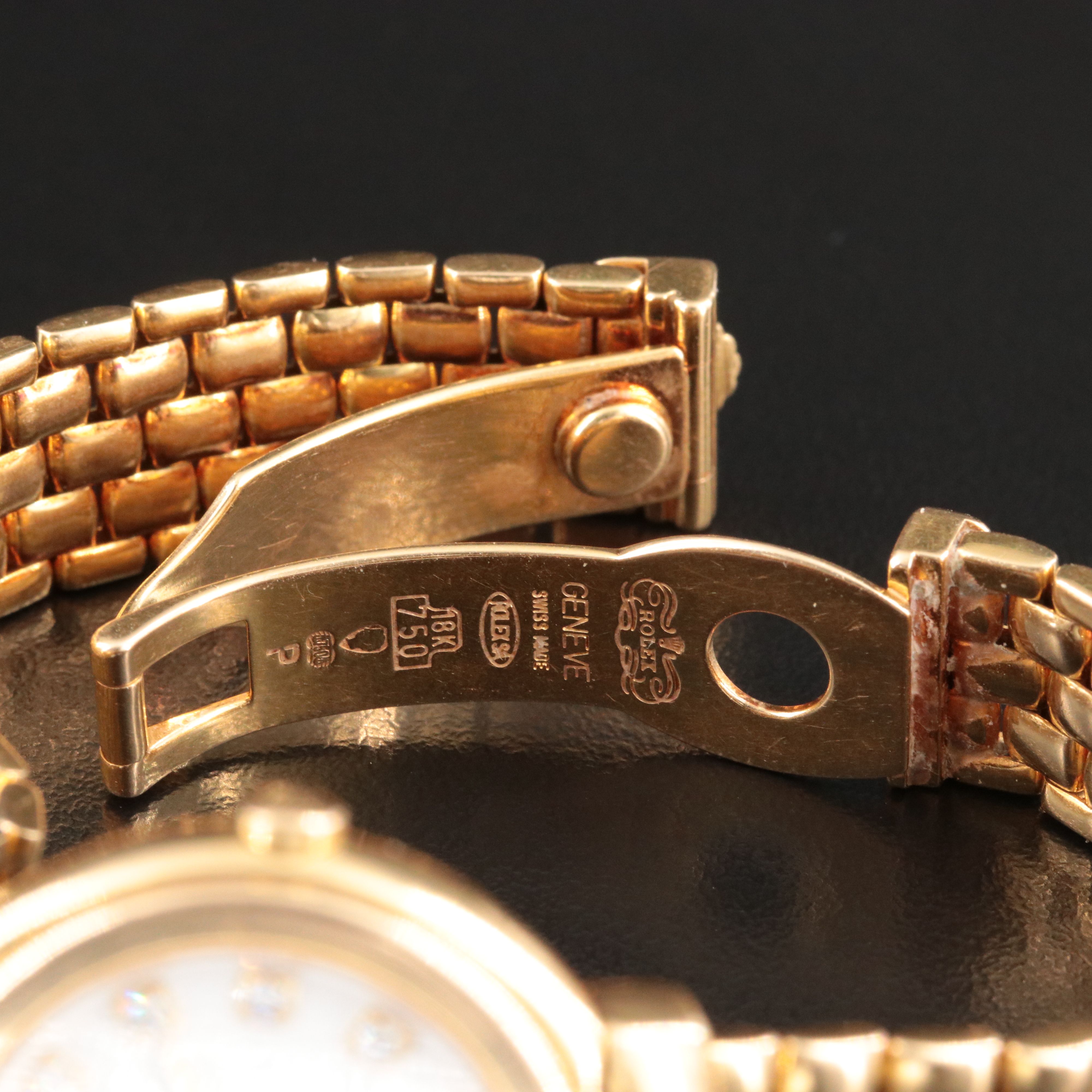 18K Rolex Cellini Factory Diamond Dial Quartz Watch