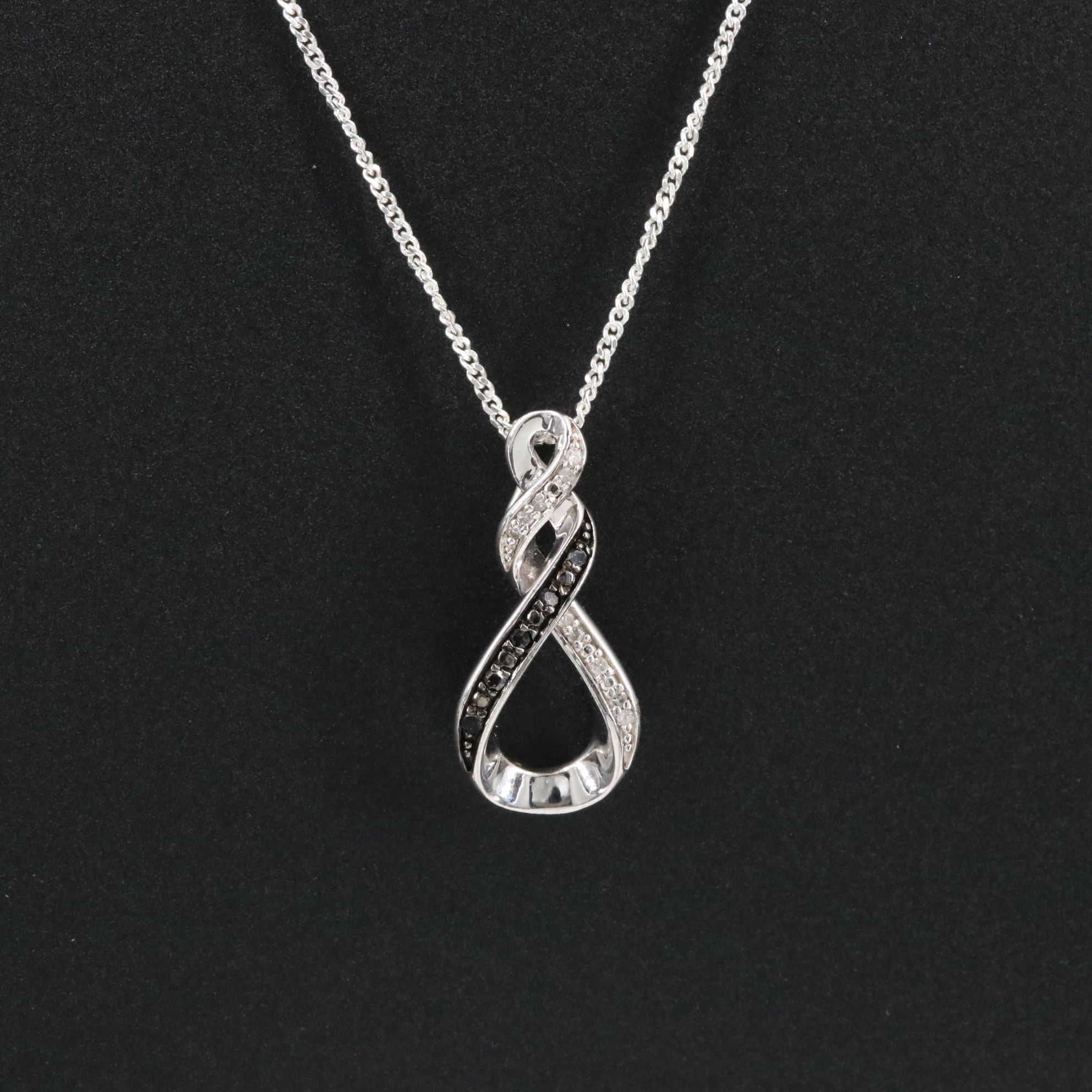 Sterling Diamond Pendant Necklace with Fancy Diamonds