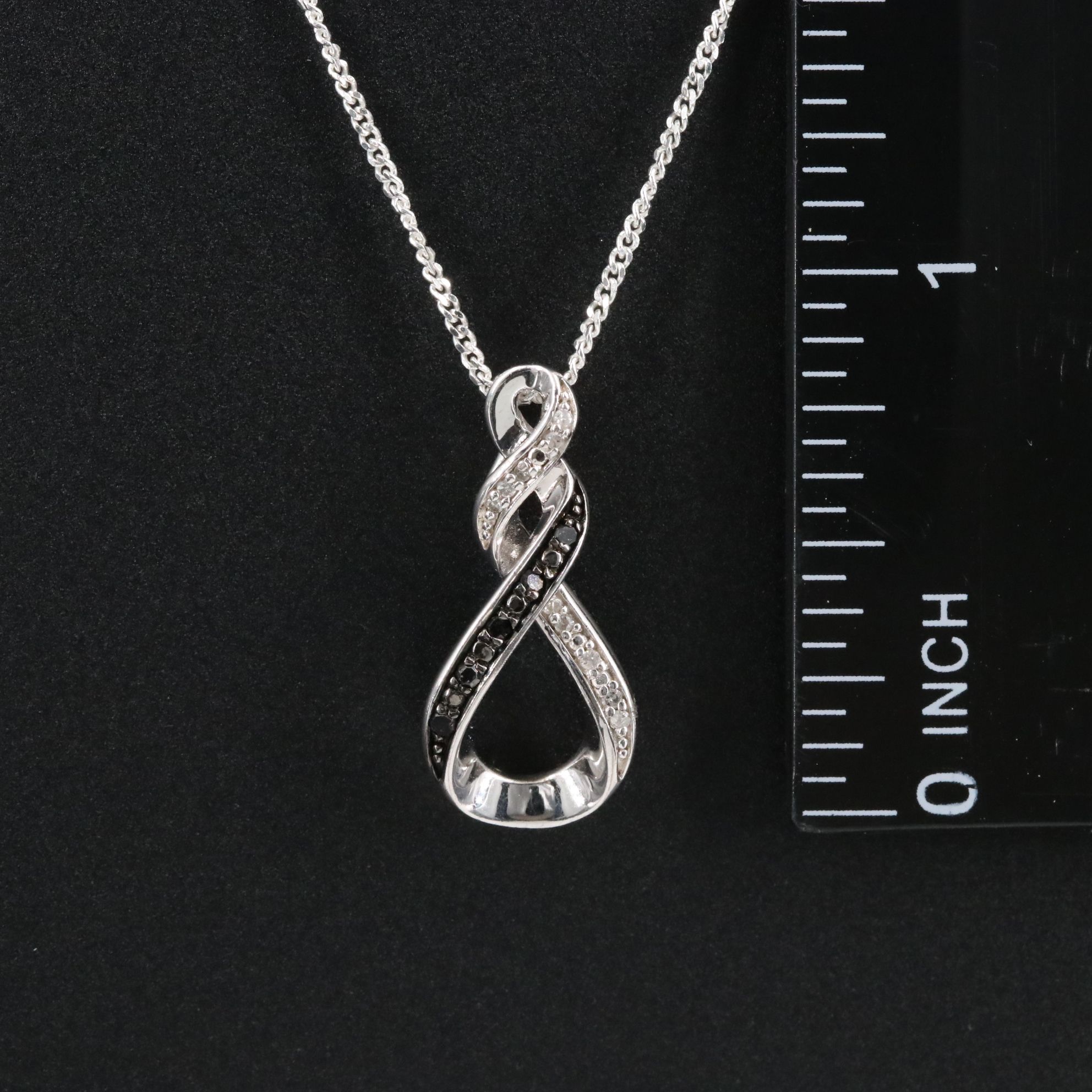 Sterling Diamond Pendant Necklace with Fancy Diamonds