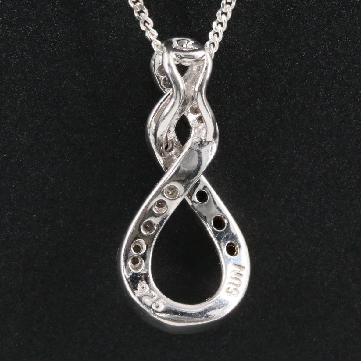 Sterling Diamond Pendant Necklace with Fancy Diamonds