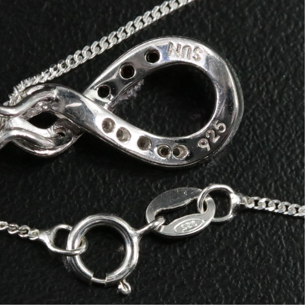 Sterling Diamond Pendant Necklace with Fancy Diamonds