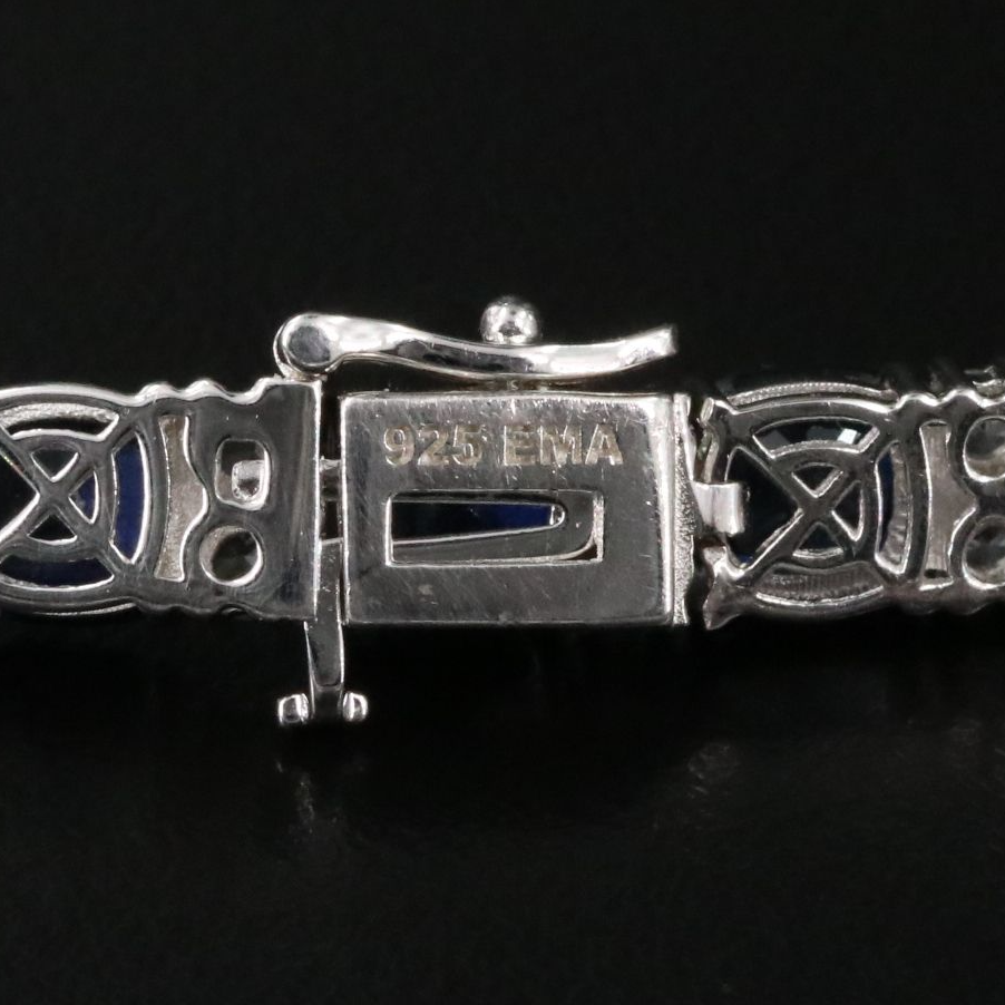 Sterling Sapphire and White Sapphire Alternating Line Bracelet