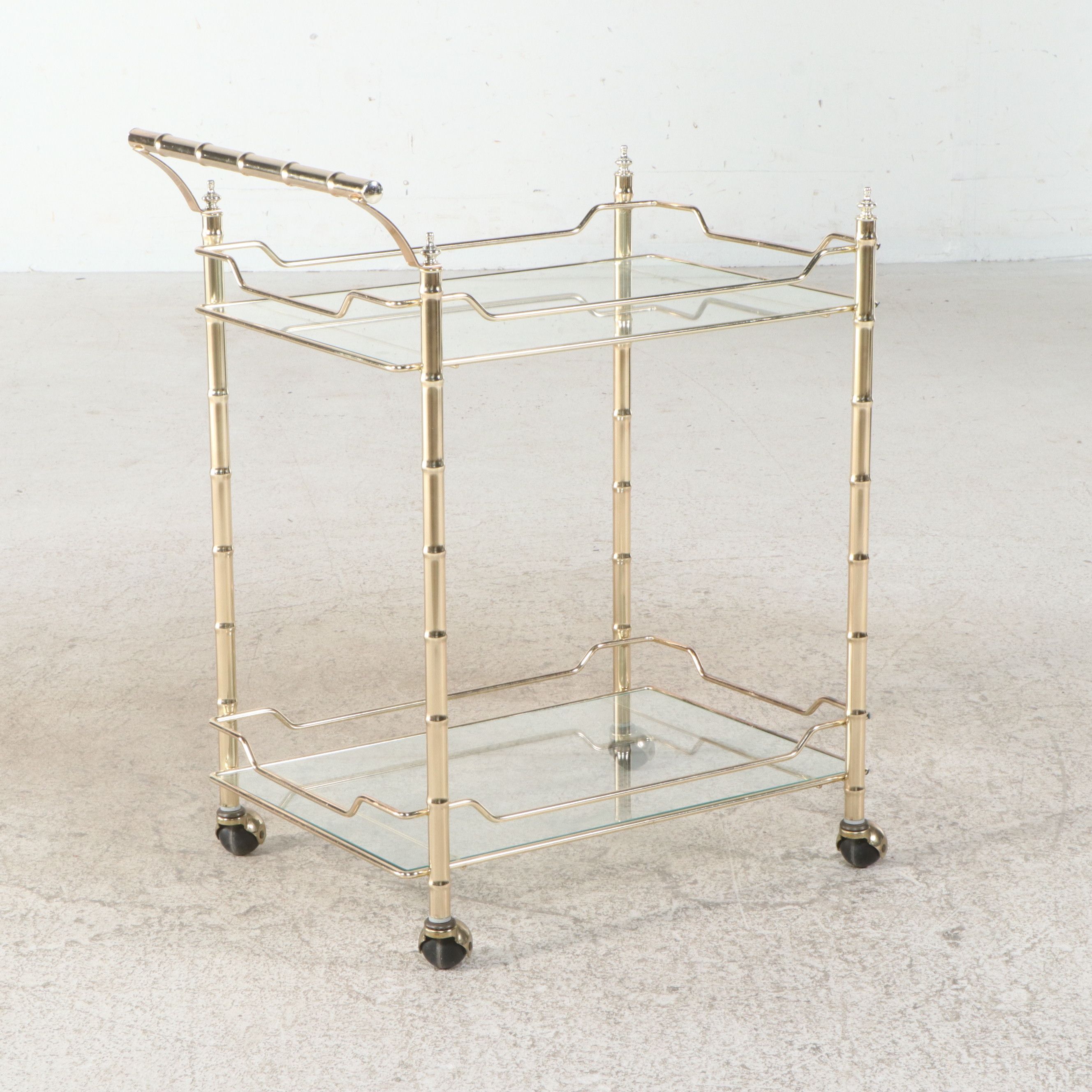 Mid Century Modern Brass Finish Bar Cart