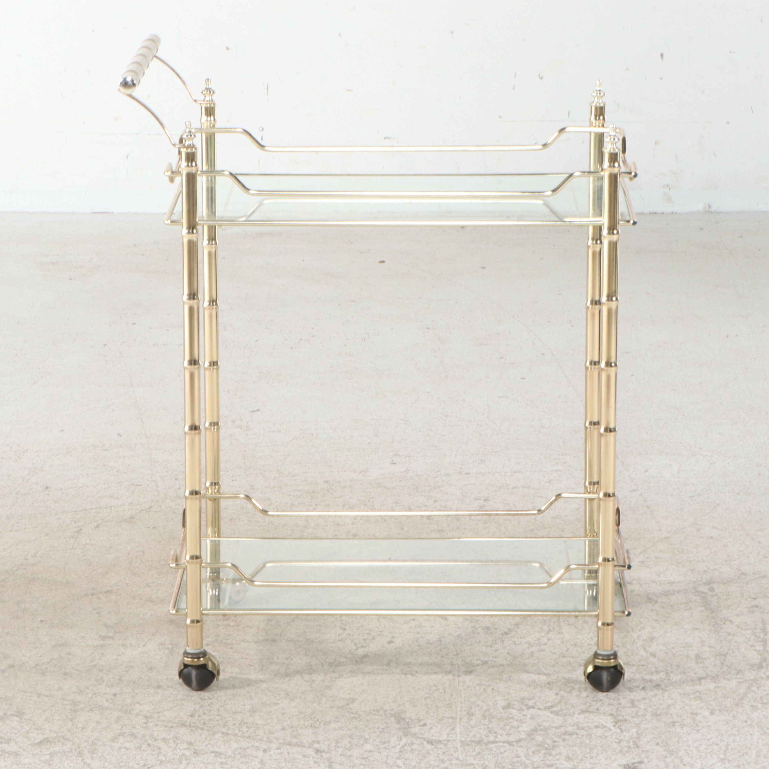 Mid Century Modern Brass Finish Bar Cart