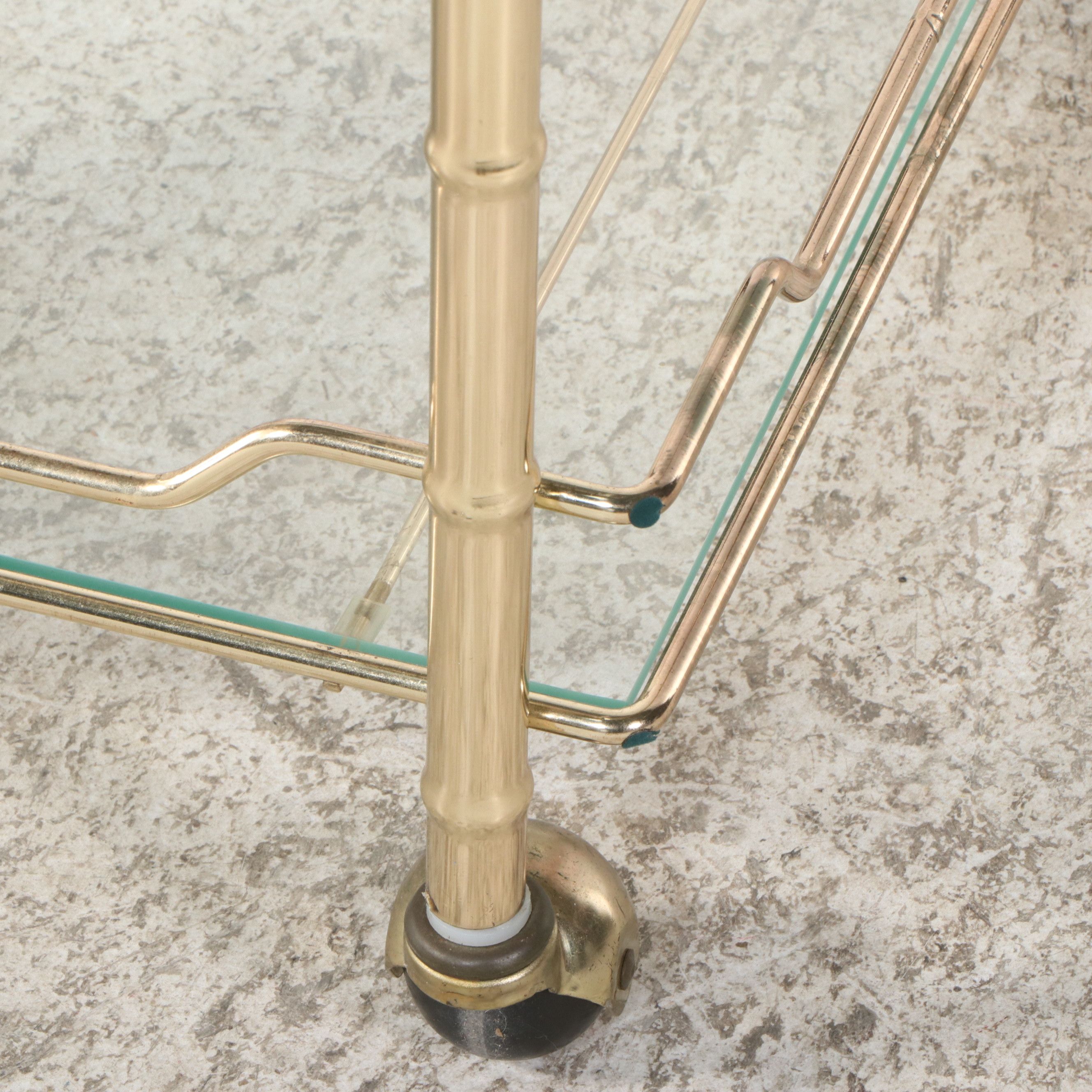 Mid Century Modern Brass Finish Bar Cart