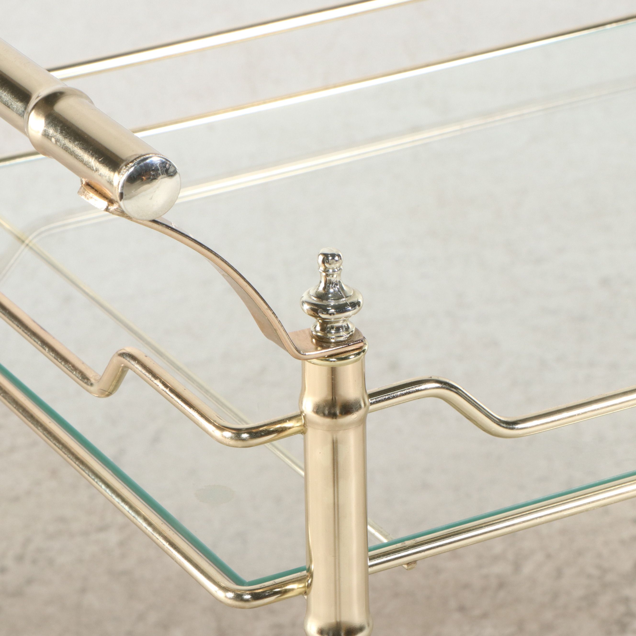 Mid Century Modern Brass Finish Bar Cart