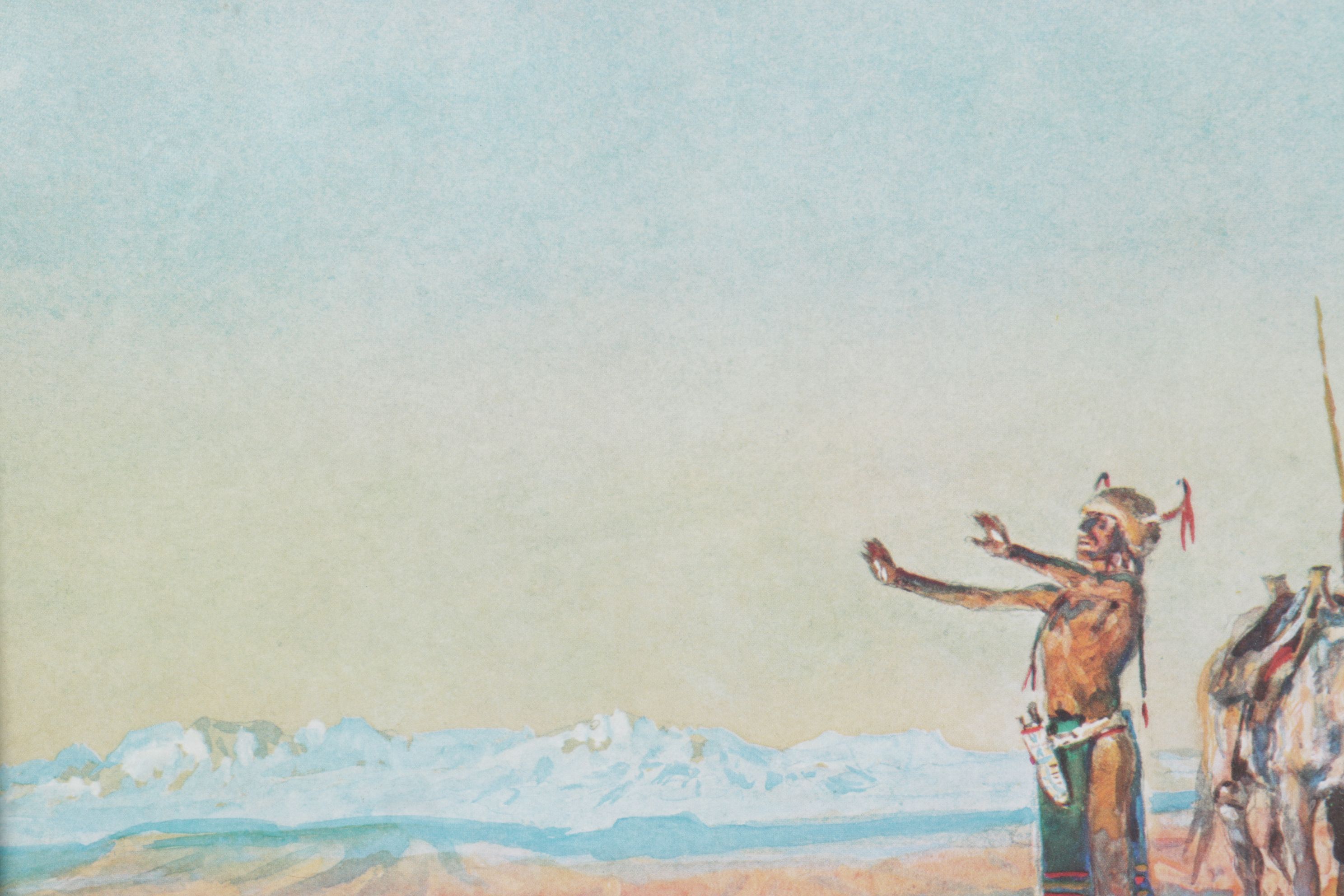 Offset Lithograph After Charles M. Russell "Invocation to the Sun"