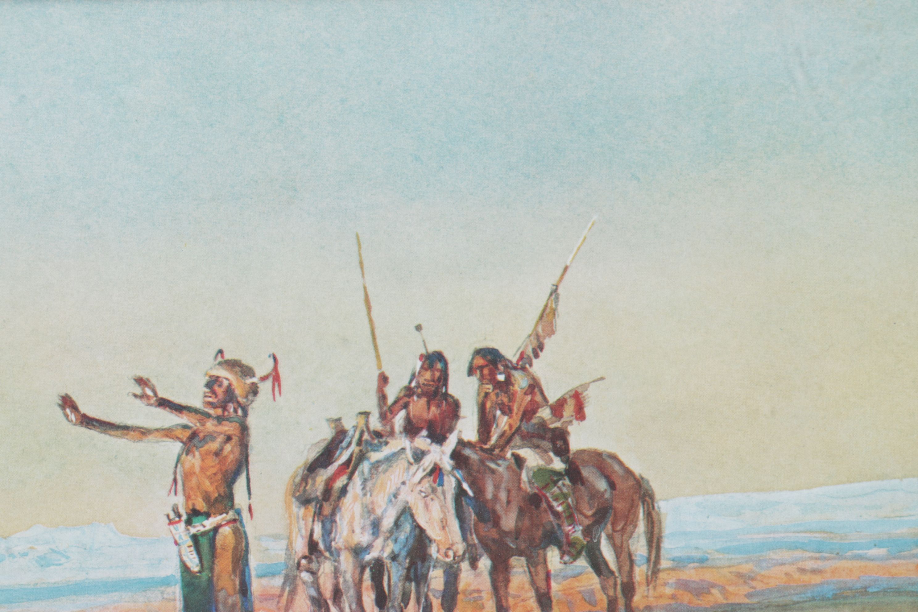 Offset Lithograph After Charles M. Russell "Invocation to the Sun"