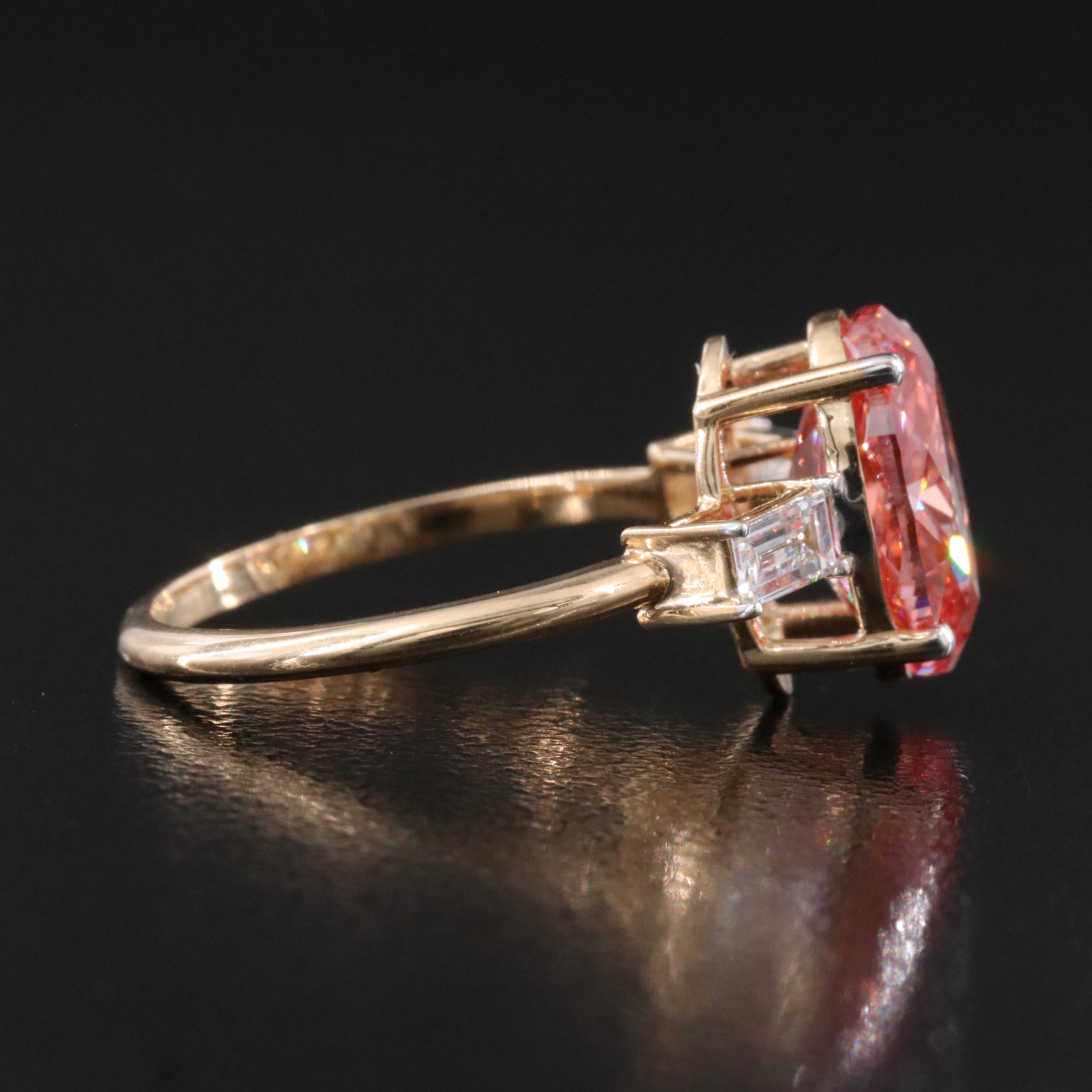 18K 3.34 CTW Lab Grown Diamond Ring with Fancy Vivid Pink Center and IGI Report