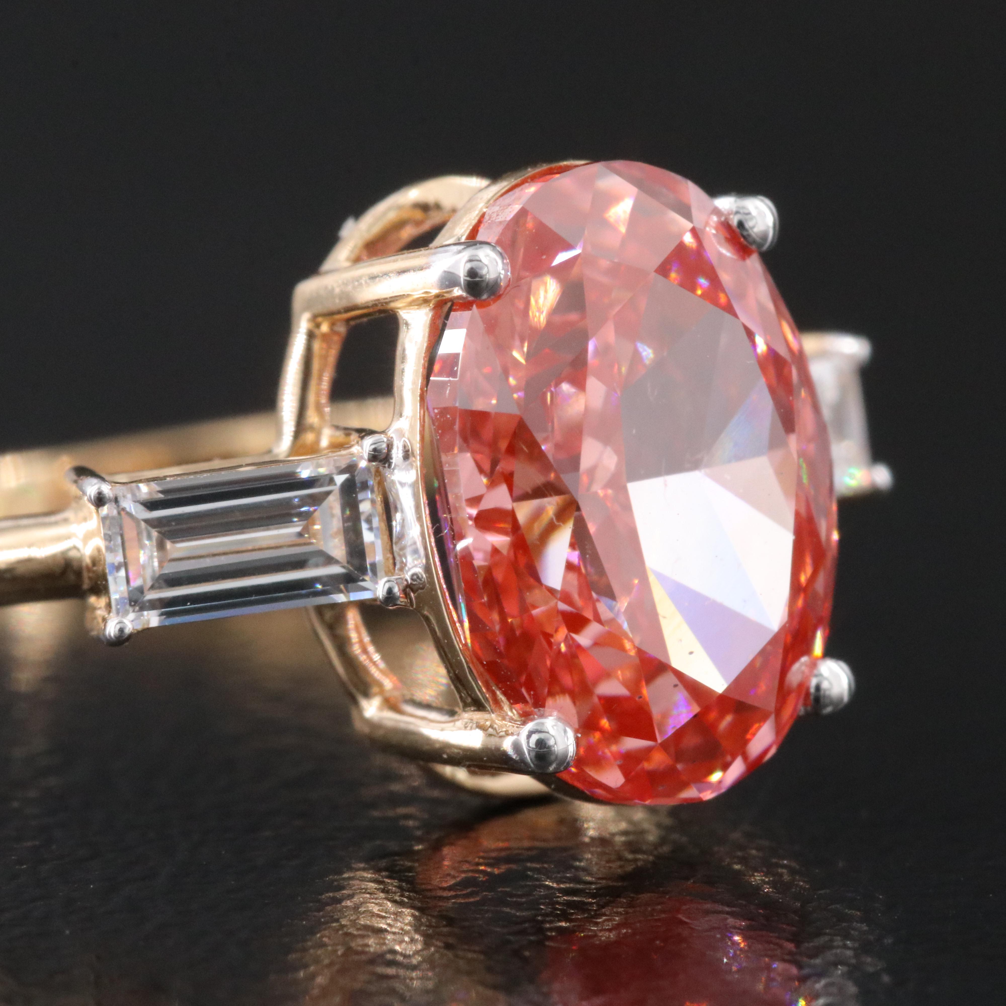 18K 3.34 CTW Lab Grown Diamond Ring with Fancy Vivid Pink Center and IGI Report