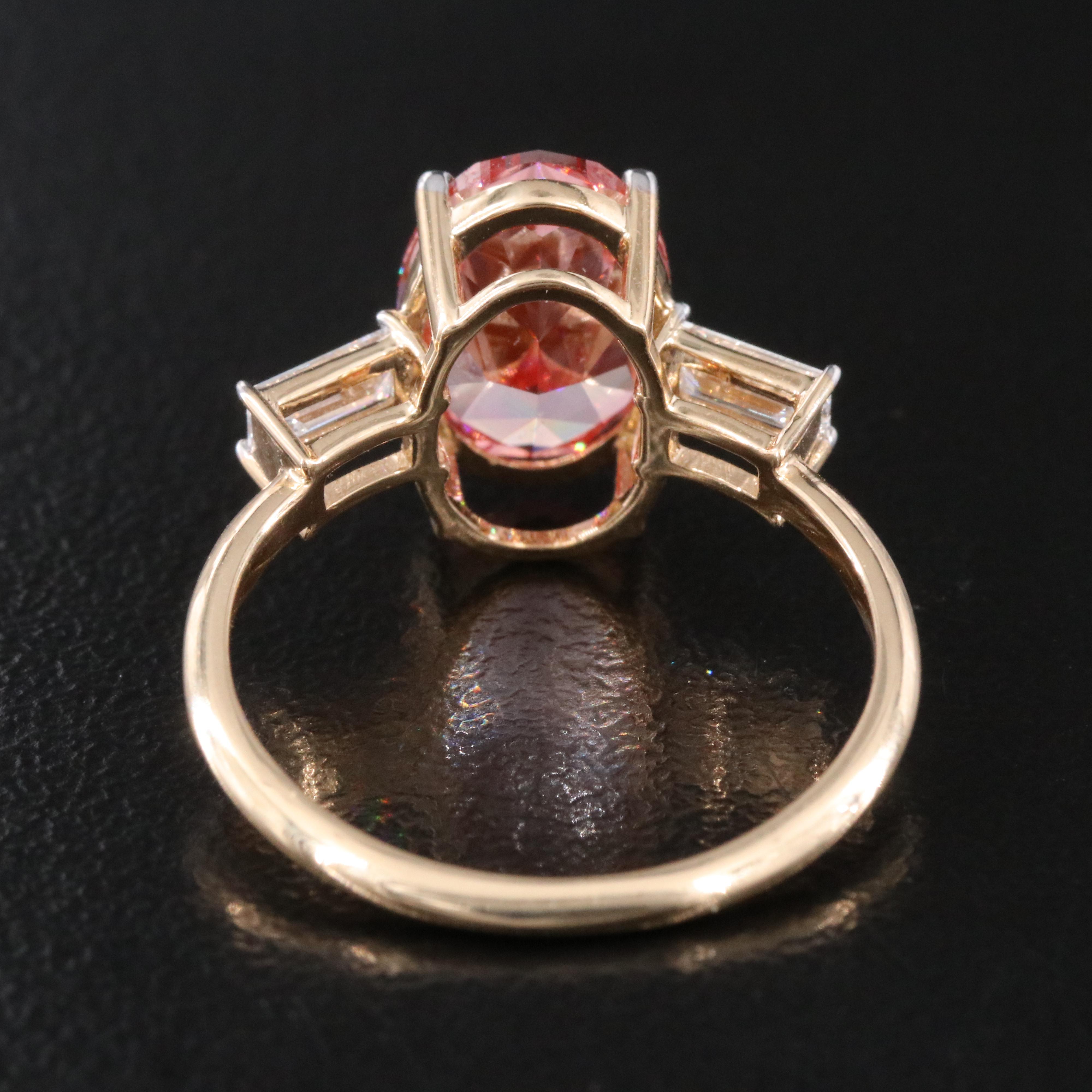 18K 3.34 CTW Lab Grown Diamond Ring with Fancy Vivid Pink Center and IGI Report