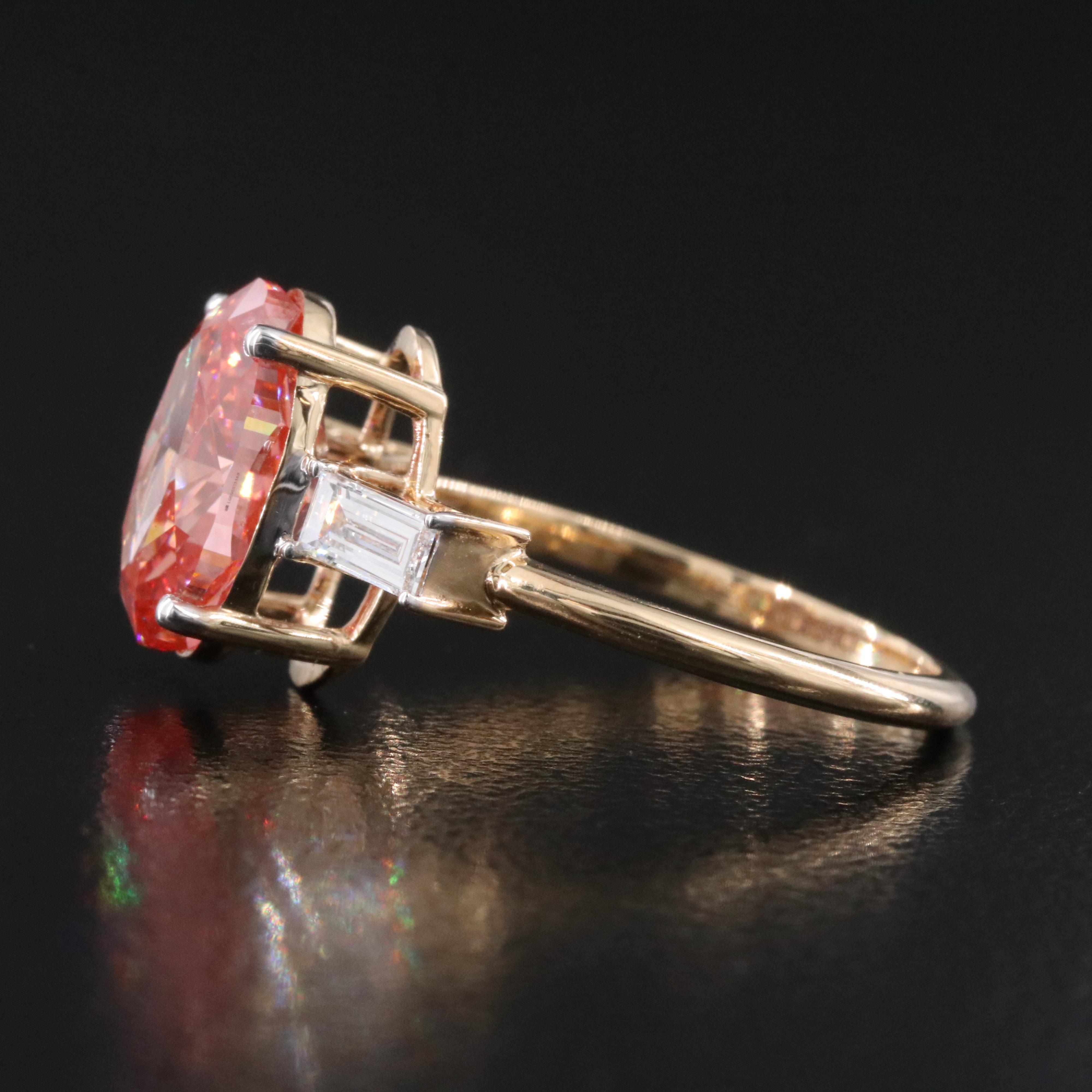 18K 3.34 CTW Lab Grown Diamond Ring with Fancy Vivid Pink Center and IGI Report