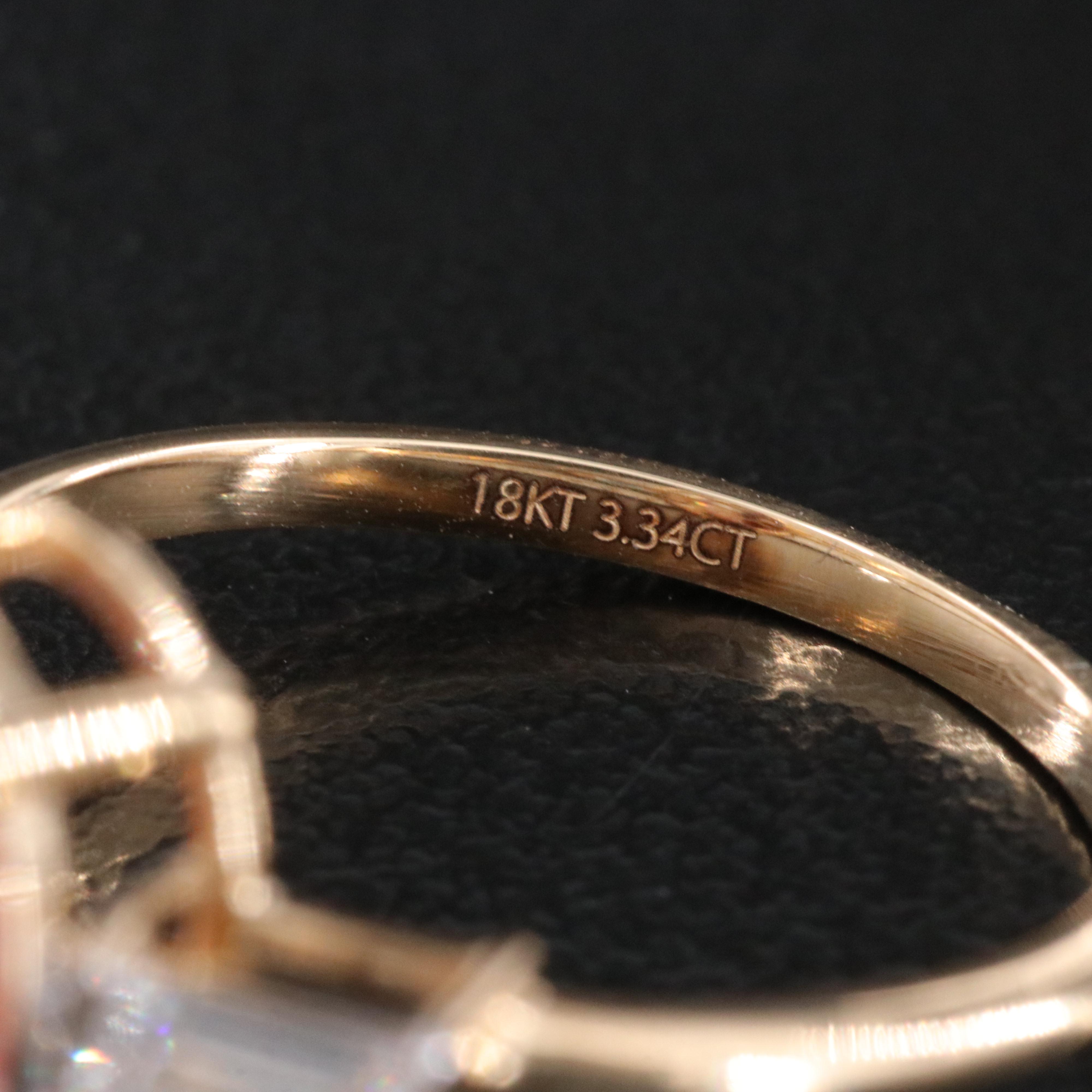 18K 3.34 CTW Lab Grown Diamond Ring with Fancy Vivid Pink Center and IGI Report