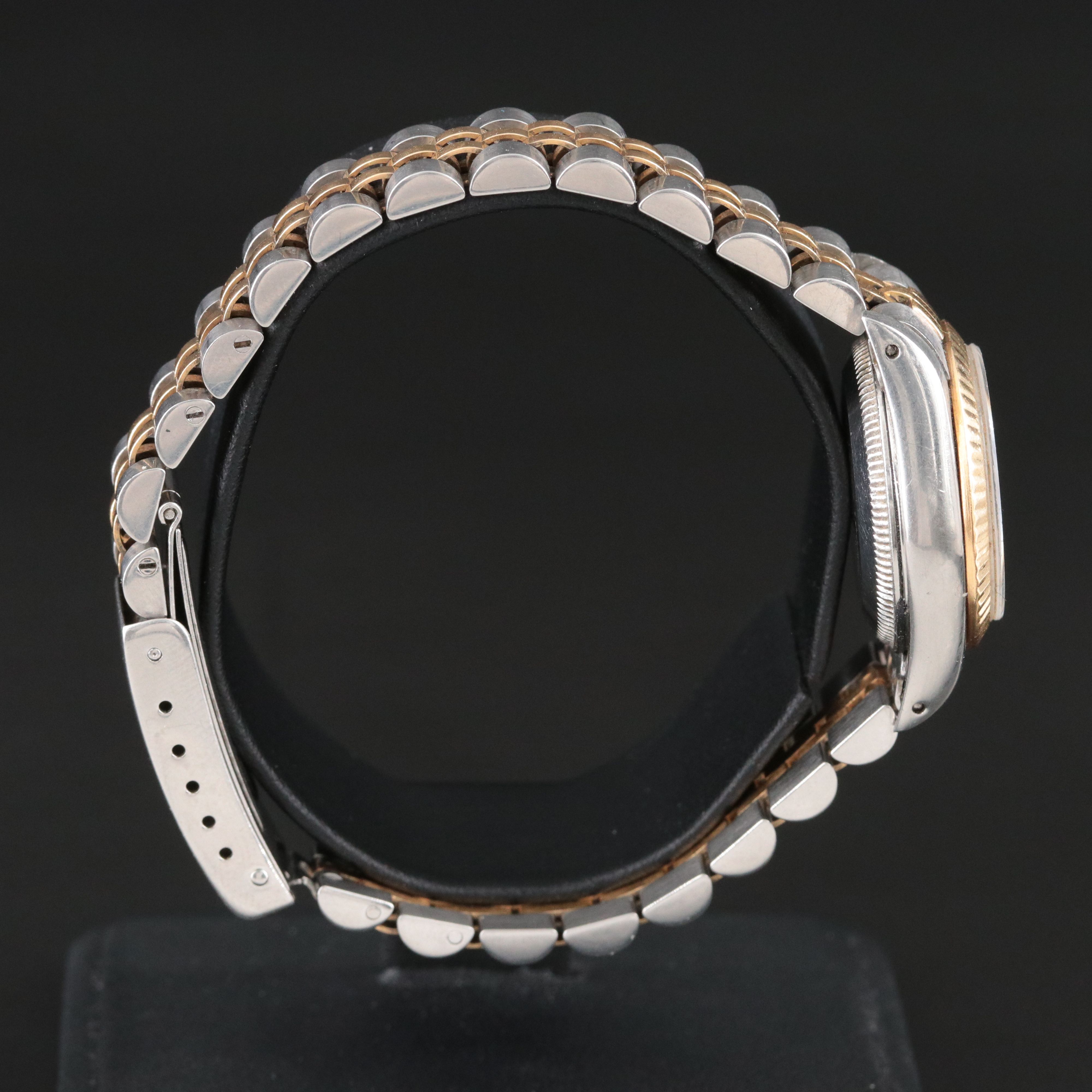 1990 Rolex Oyster Perpetual White Roman Dial 24mm Two Tone Watch