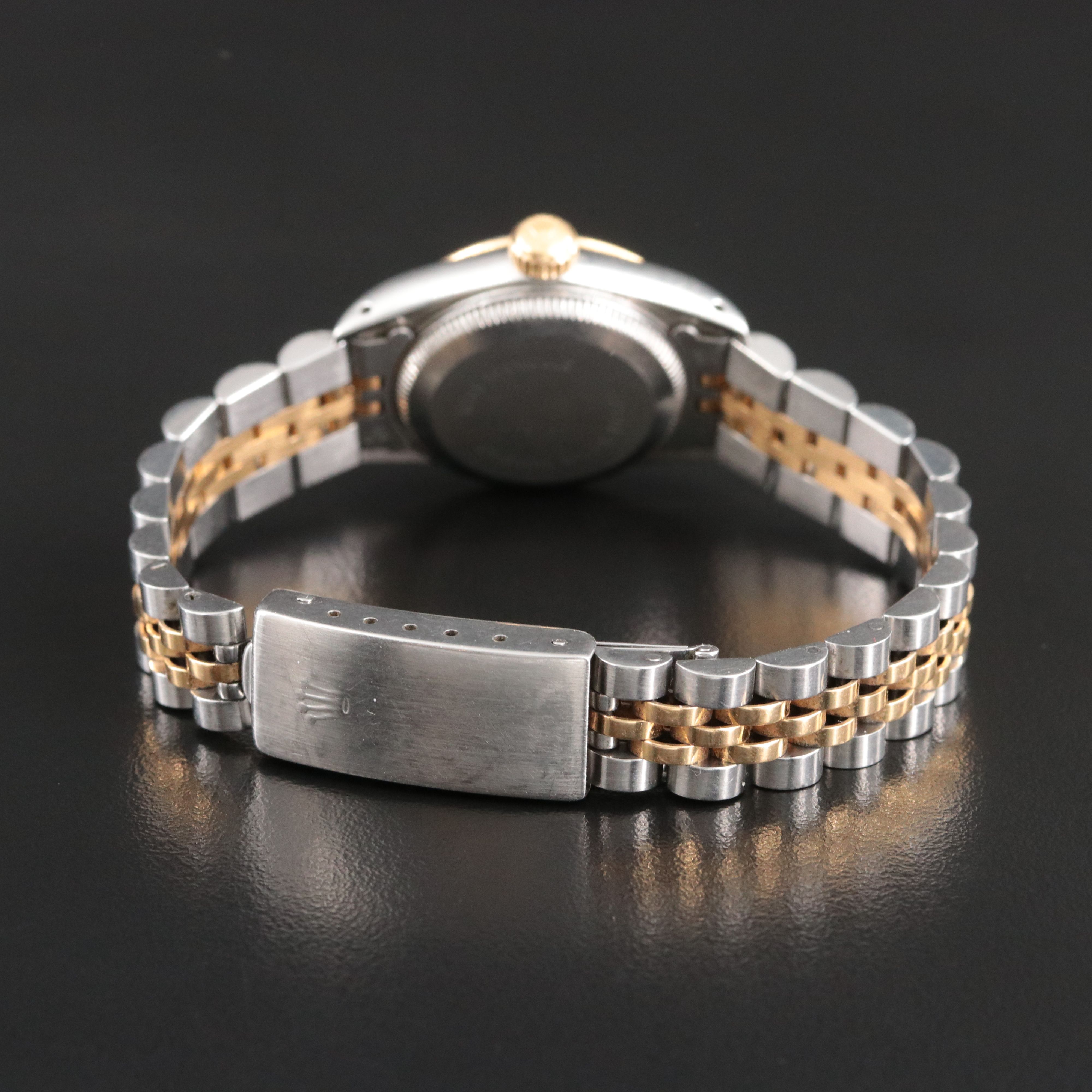 1990 Rolex Oyster Perpetual White Roman Dial 24mm Two Tone Watch