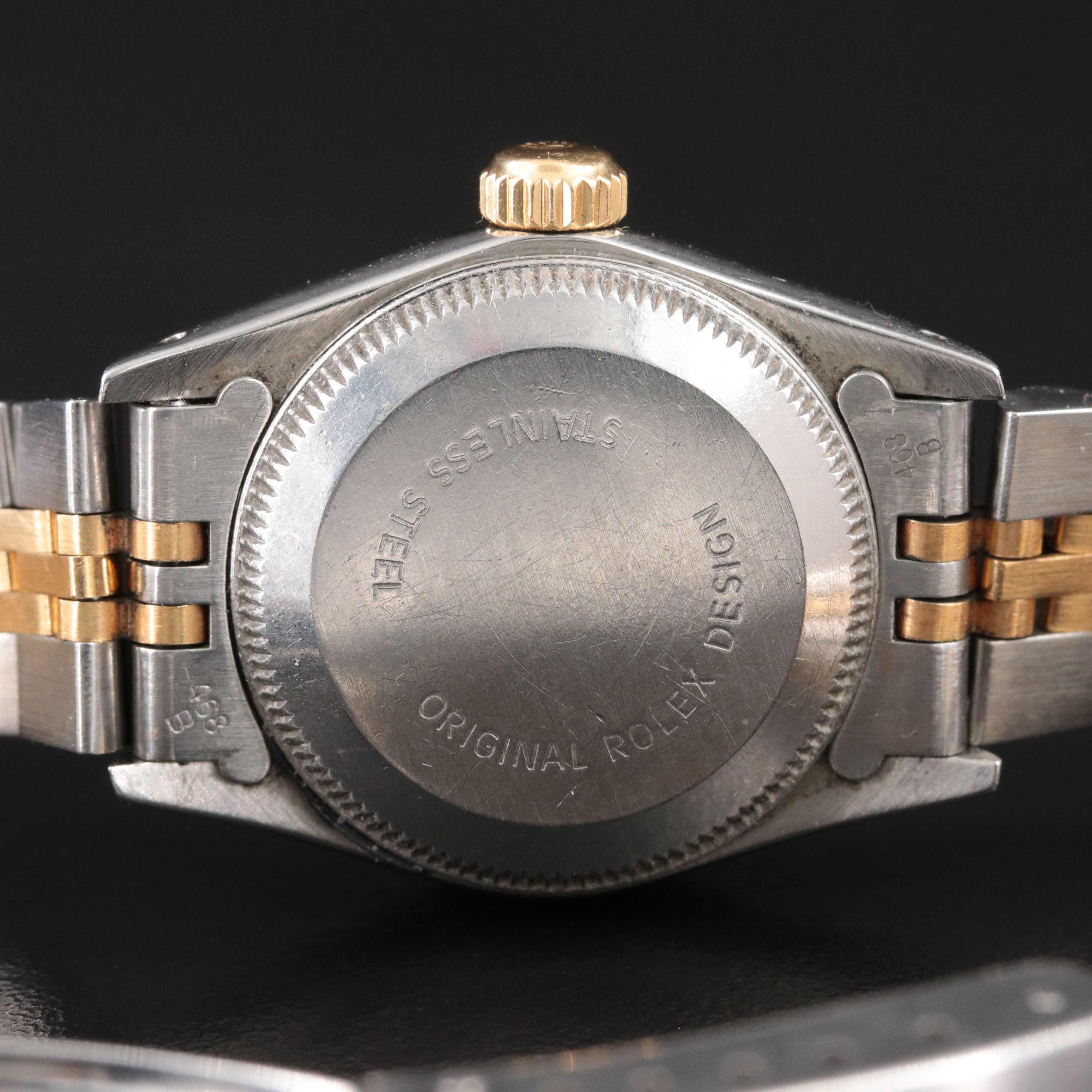 1990 Rolex Oyster Perpetual White Roman Dial 24mm Two Tone Watch