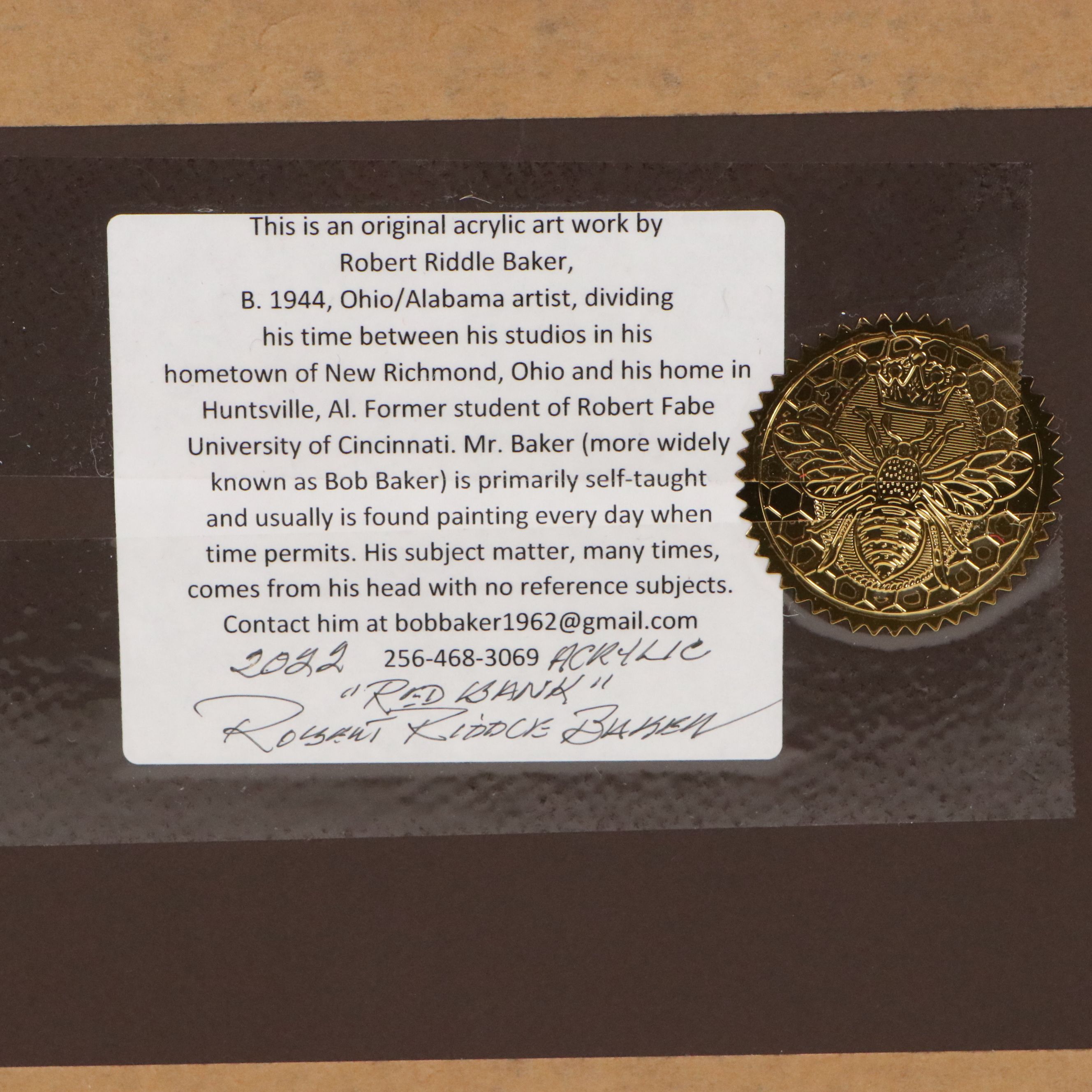 Robert Riddle Baker Acrylic Painting "Red Bank," 2022