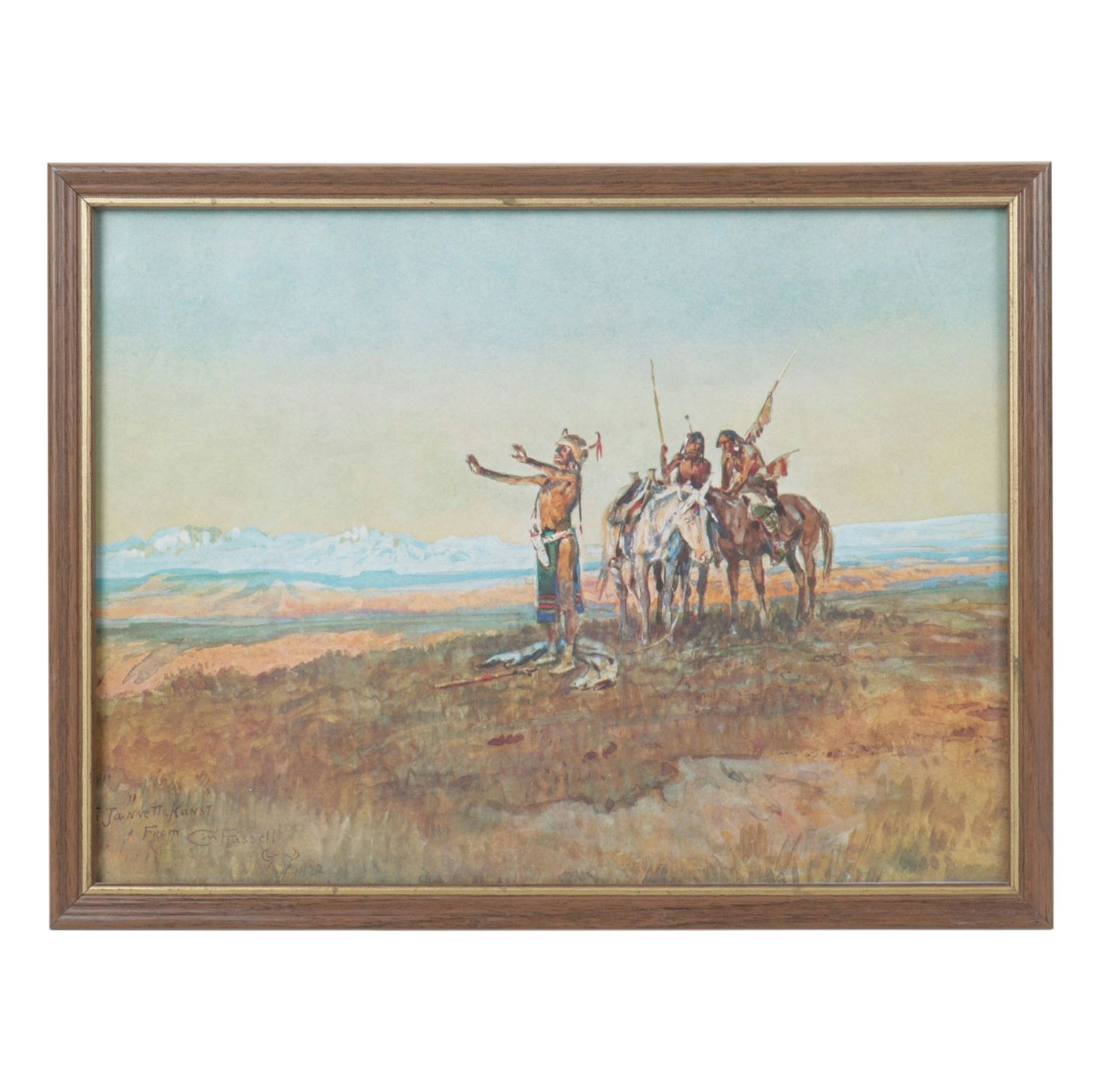 Offset Lithograph After Charles M. Russell "Invocation to the Sun"