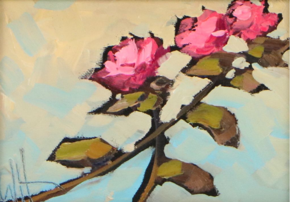William Hawkins Oil Painting of Roses, 21st Century