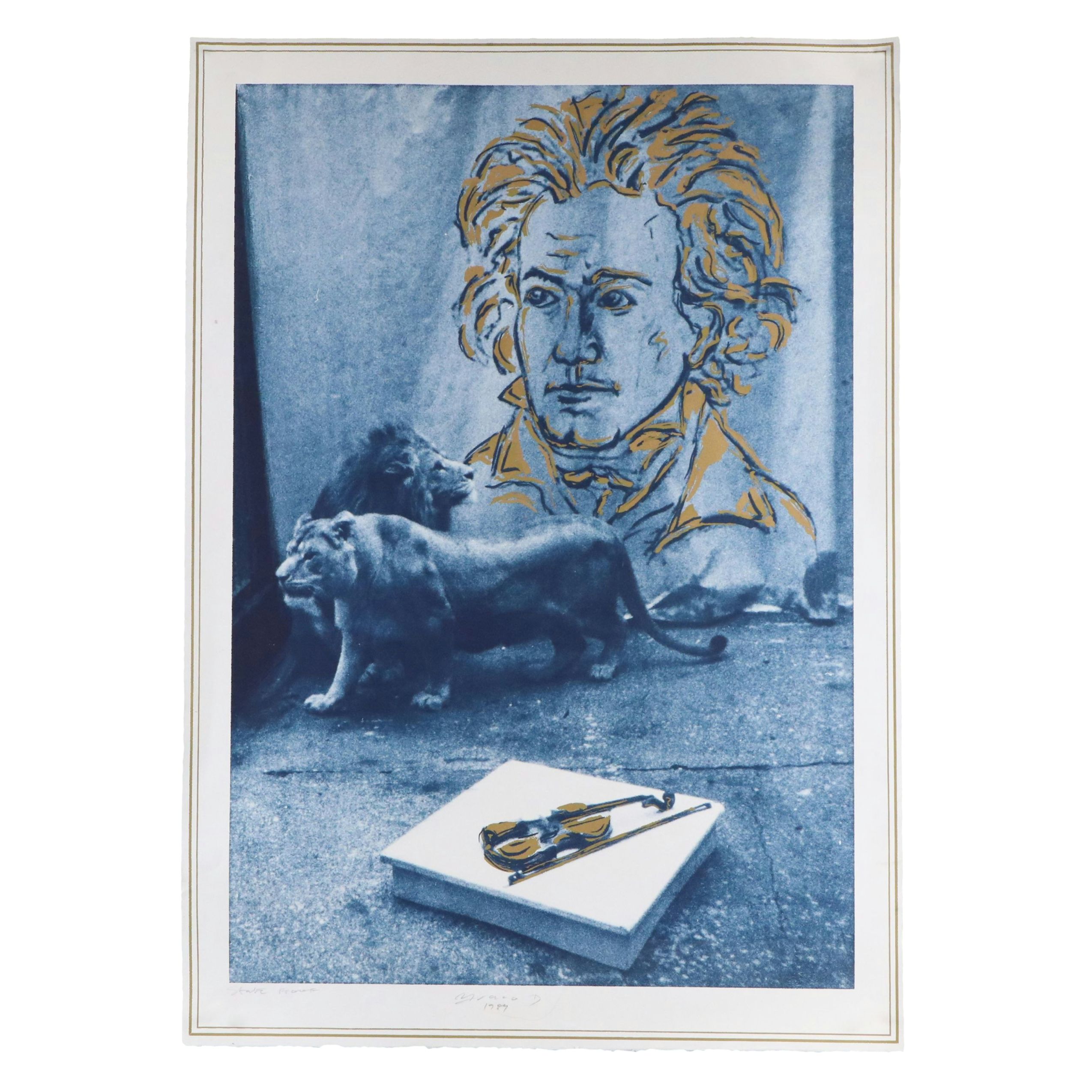 Braco Dimitrijević Lithograph "Hommage Beethovenu," 1989