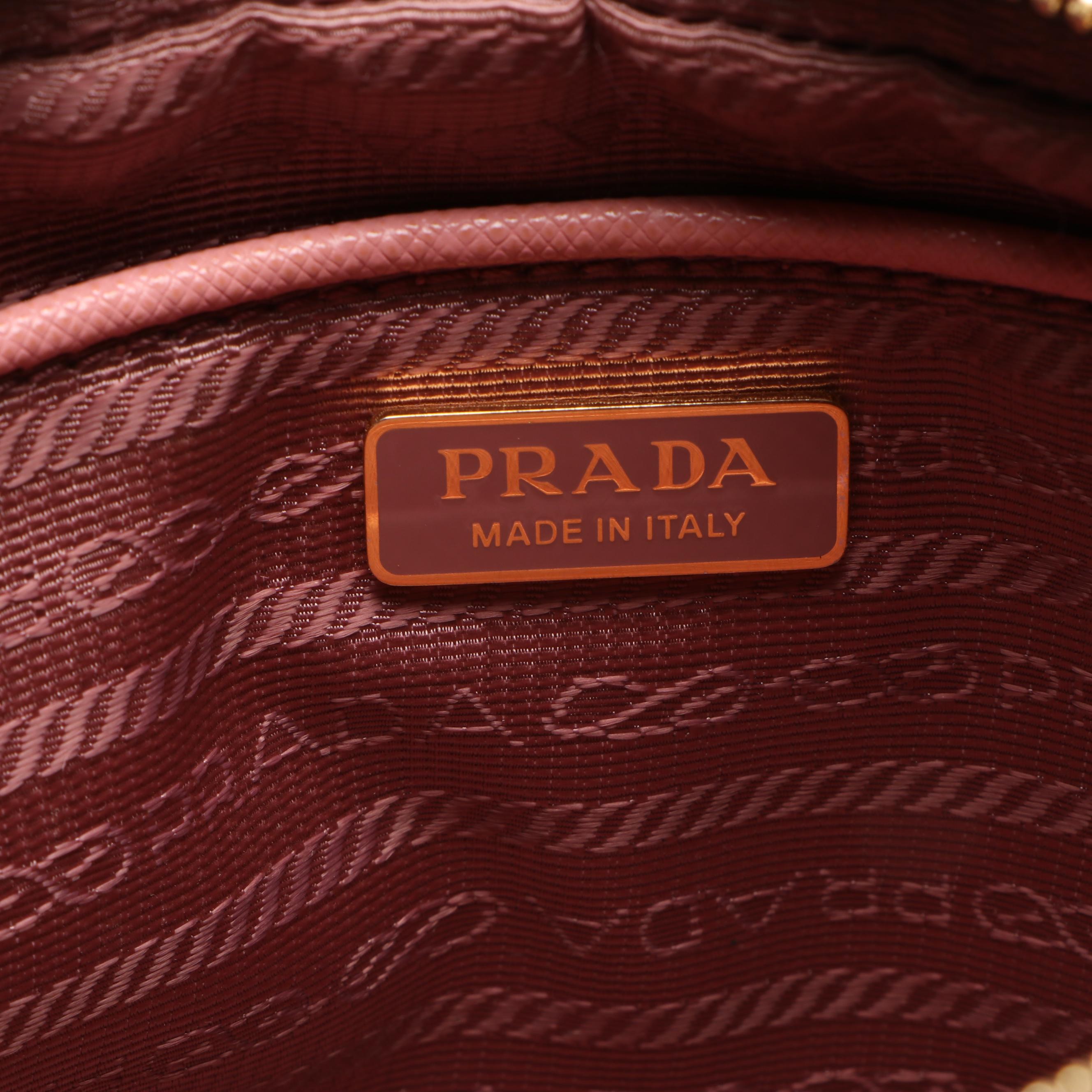 Prada Small Camera Crossbody Bag in Light Pink Saffiano Lux leather