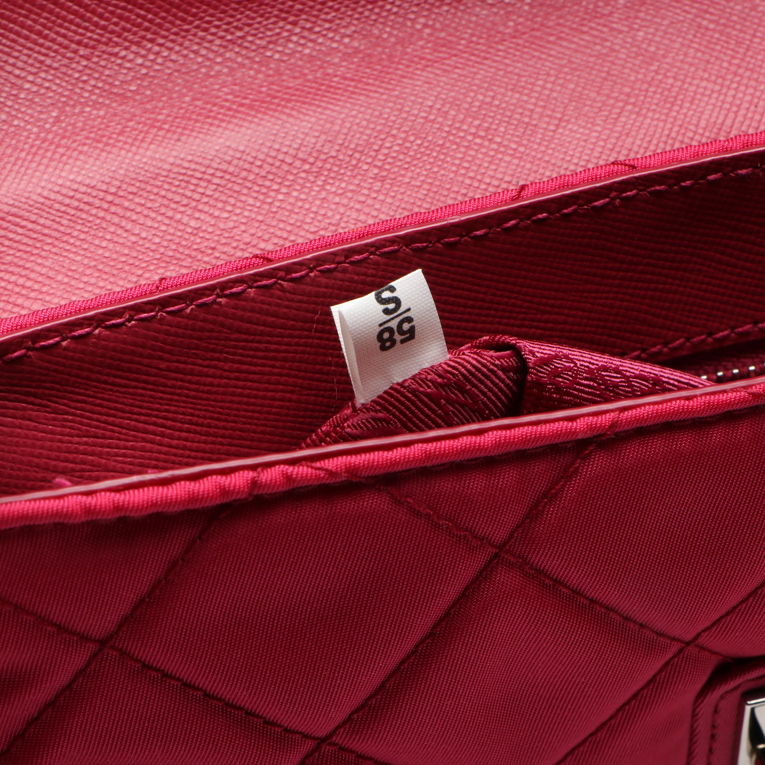 Prada Pushlock Crossbody Bag in Hibiscus Pink Quilted Nylon and Leather