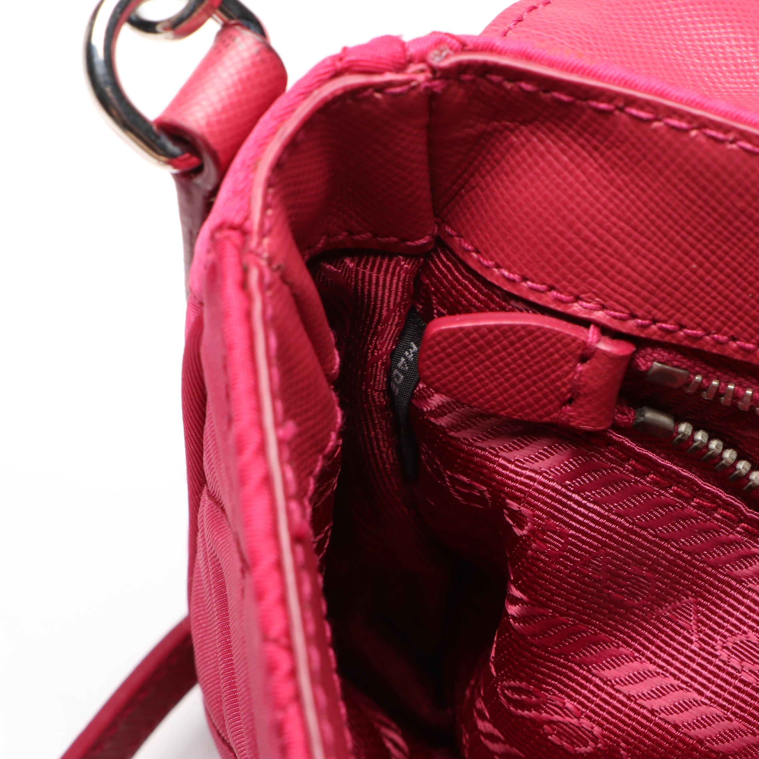 Prada Pushlock Crossbody Bag in Hibiscus Pink Quilted Nylon and Leather