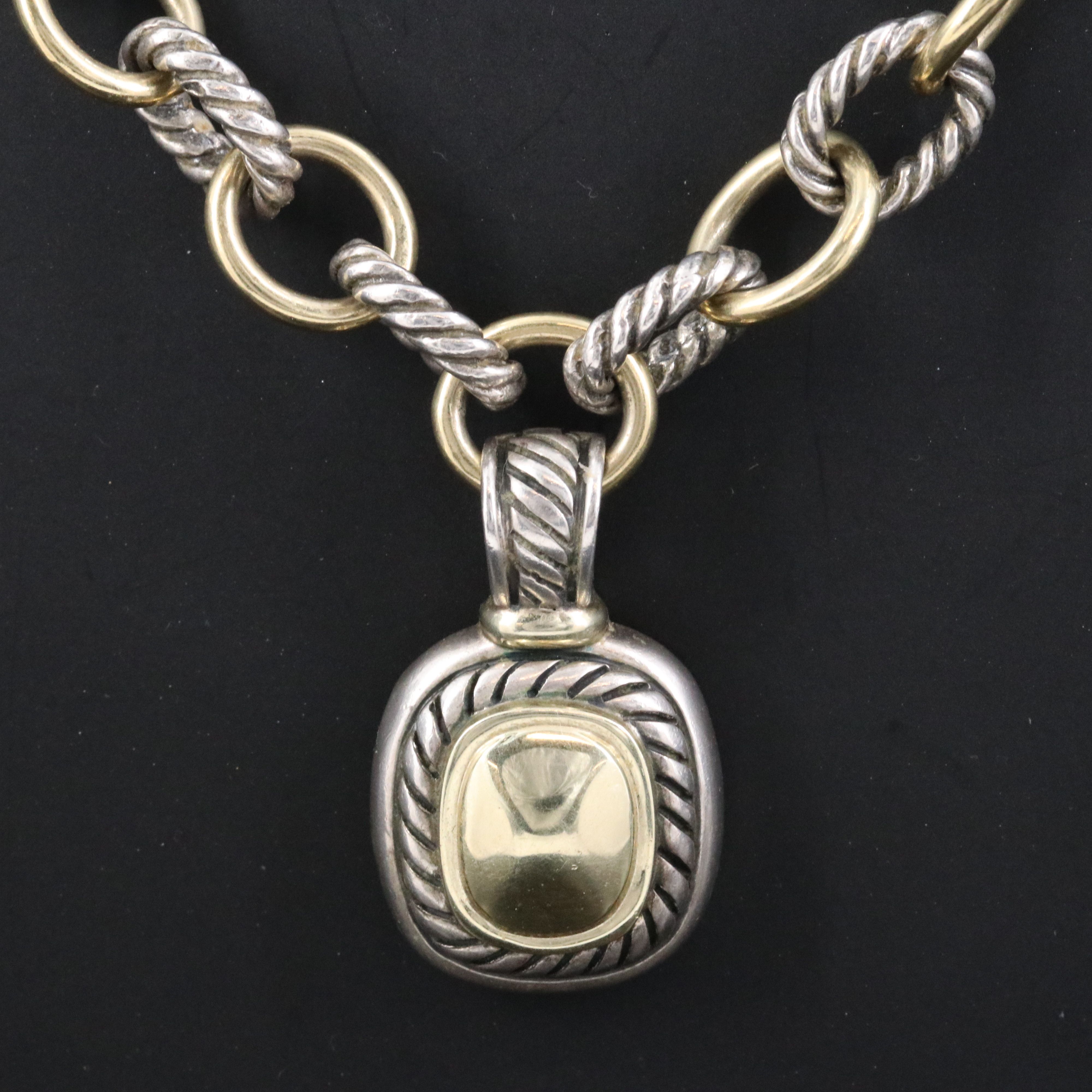 David Yurman Albion Sterling and 18K Oval Chain with Sterling and 14K Enhancer