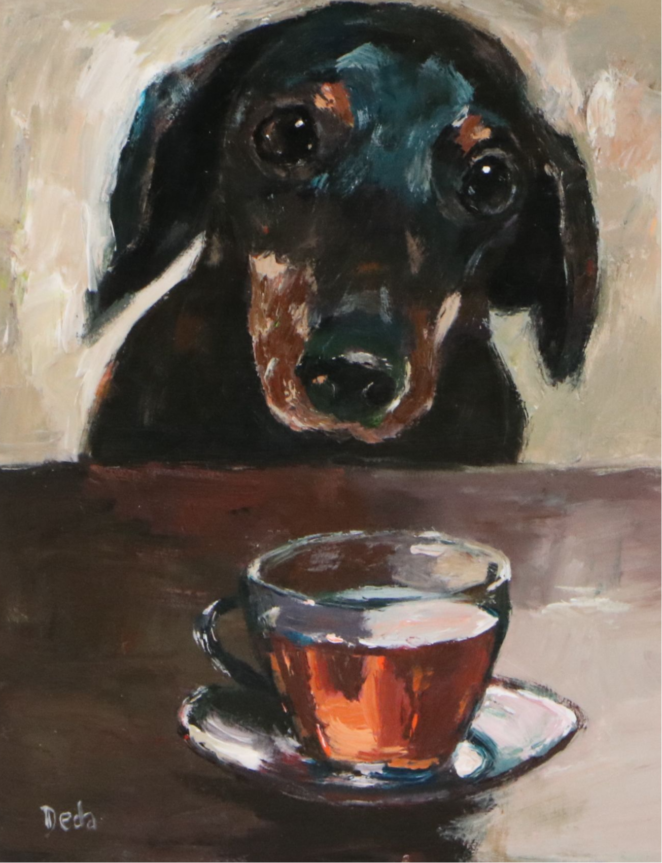 Adam Deda Oil Painting "Tea Time," 2026