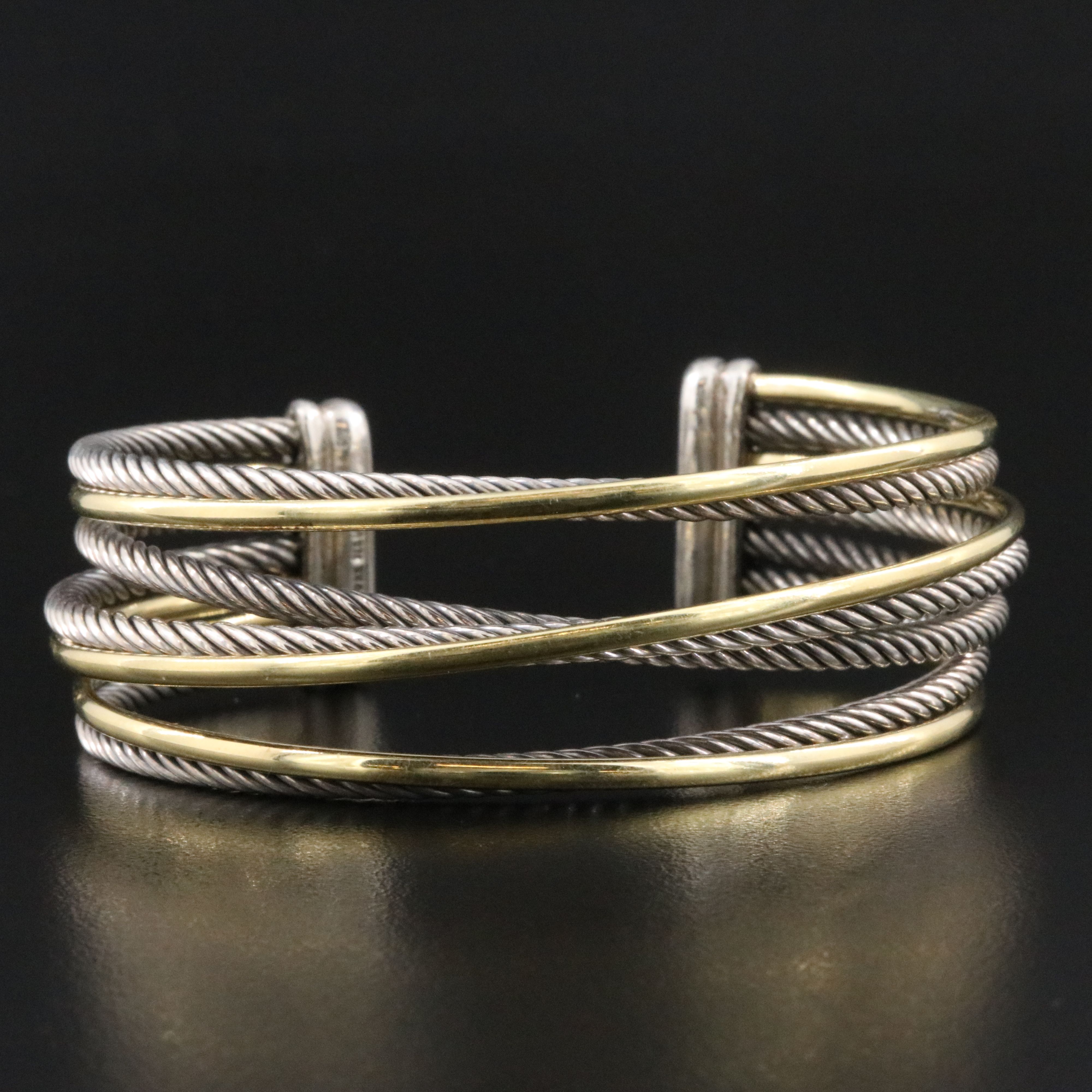 David Yurman Crossover Sterling and 18K Bonded Cuff Bracelet